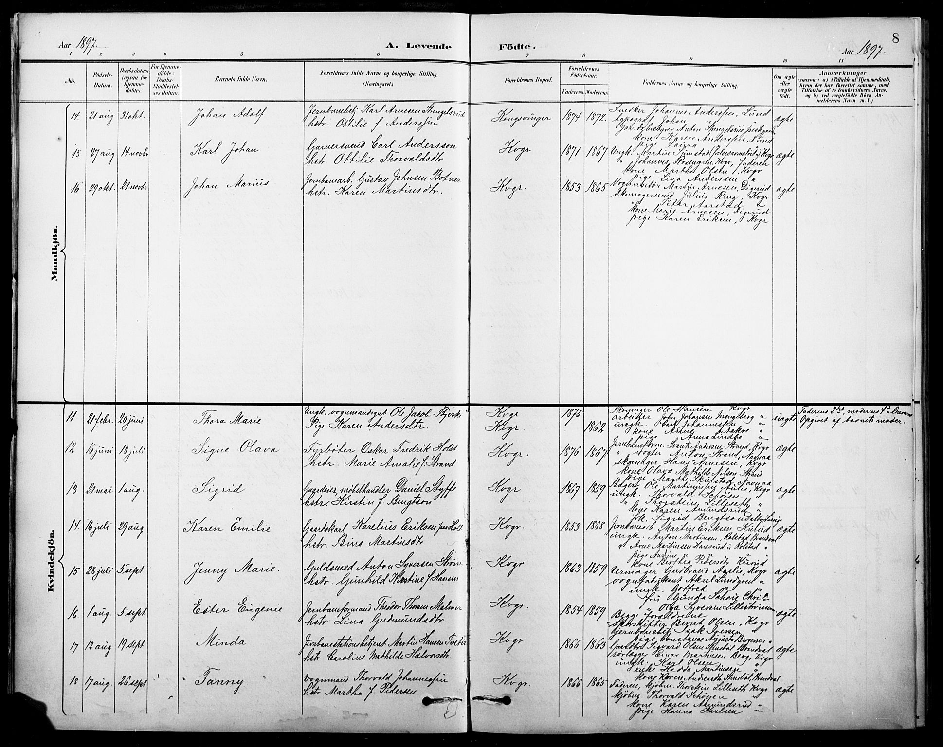 Vinger prestekontor, SAH/PREST-024/H/Ha/Hab/L0005: Parish register (copy) no. 5, 1895-1920, p. 8