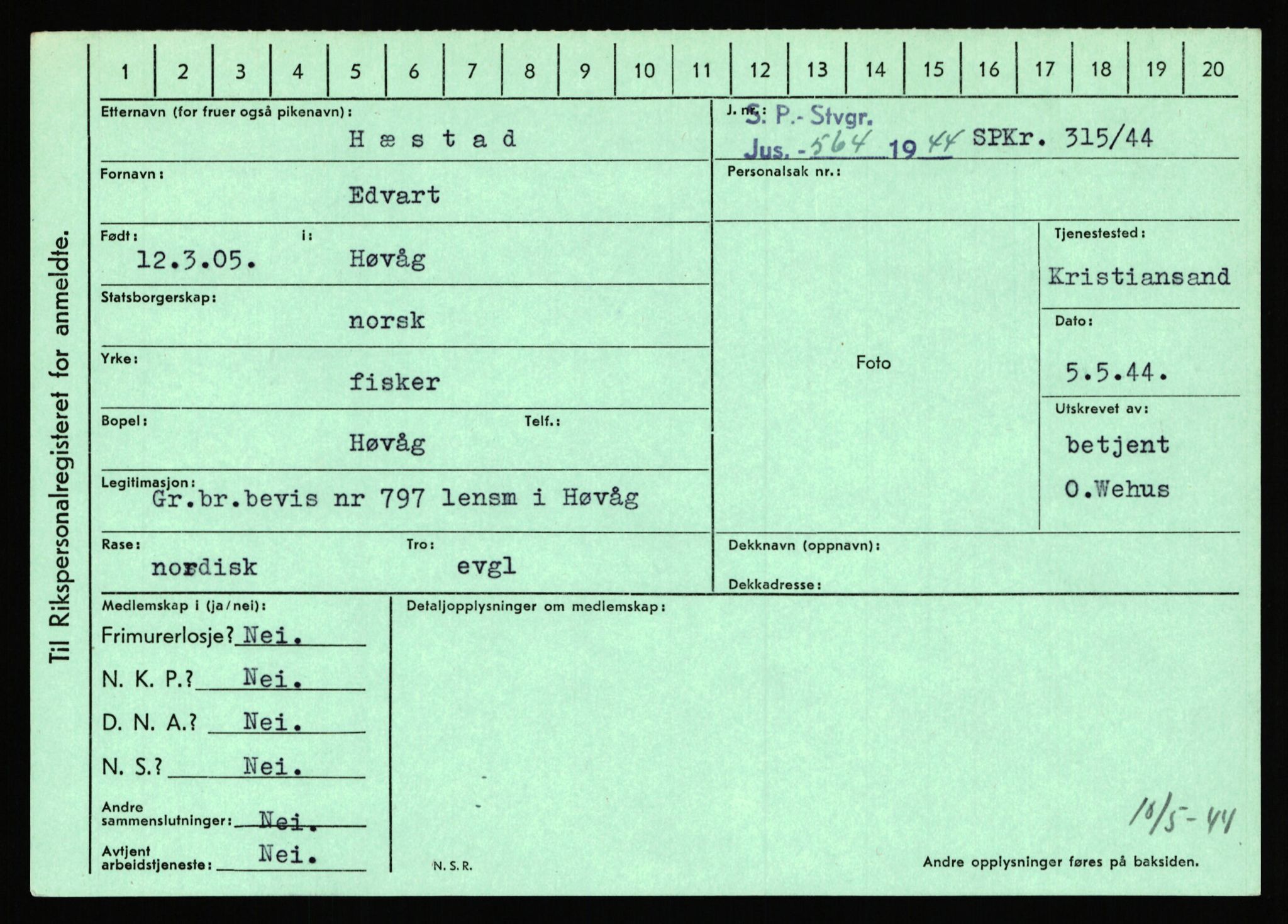 Statspolitiet - Hovedkontoret / Osloavdelingen, AV/RA-S-1329/C/Ca/L0007: Hol - Joelsen, 1943-1945, p. 1633