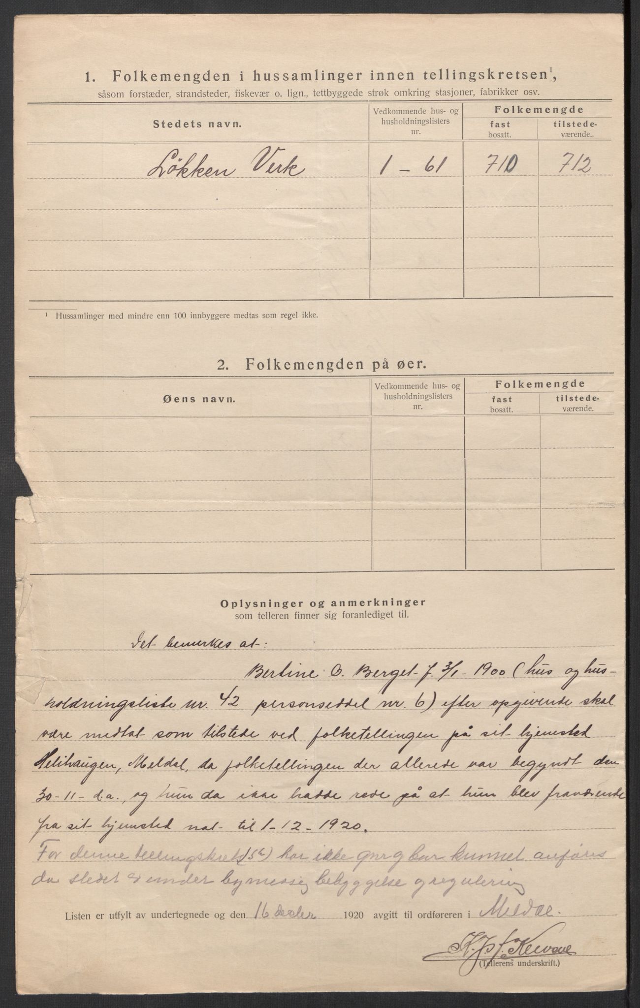 SAT, 1920 census for Meldal, 1920, p. 21