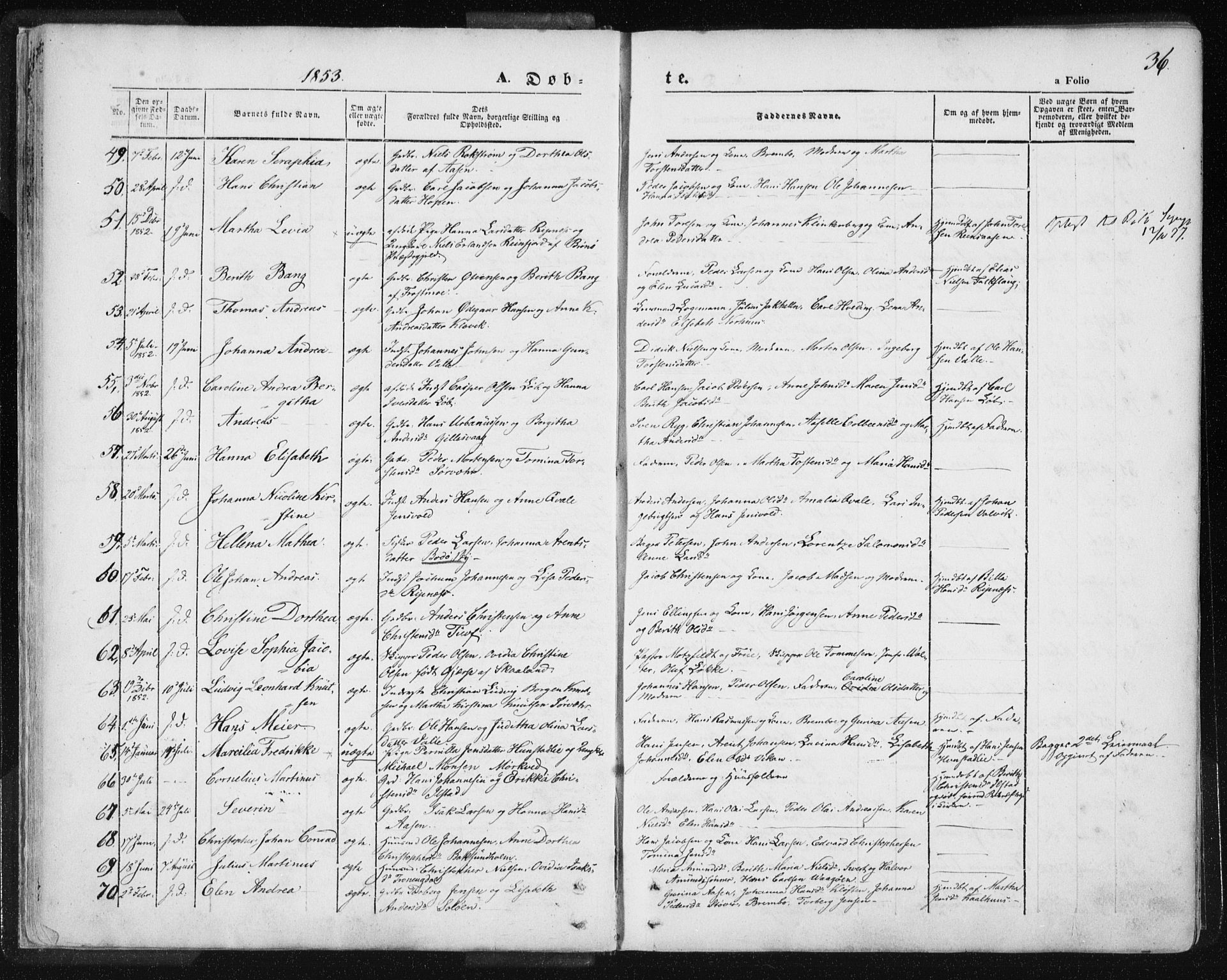 Ministerialprotokoller, klokkerbøker og fødselsregistre - Nordland, SAT/A-1459/801/L0007: Parish register (official) no. 801A07, 1845-1863, p. 36