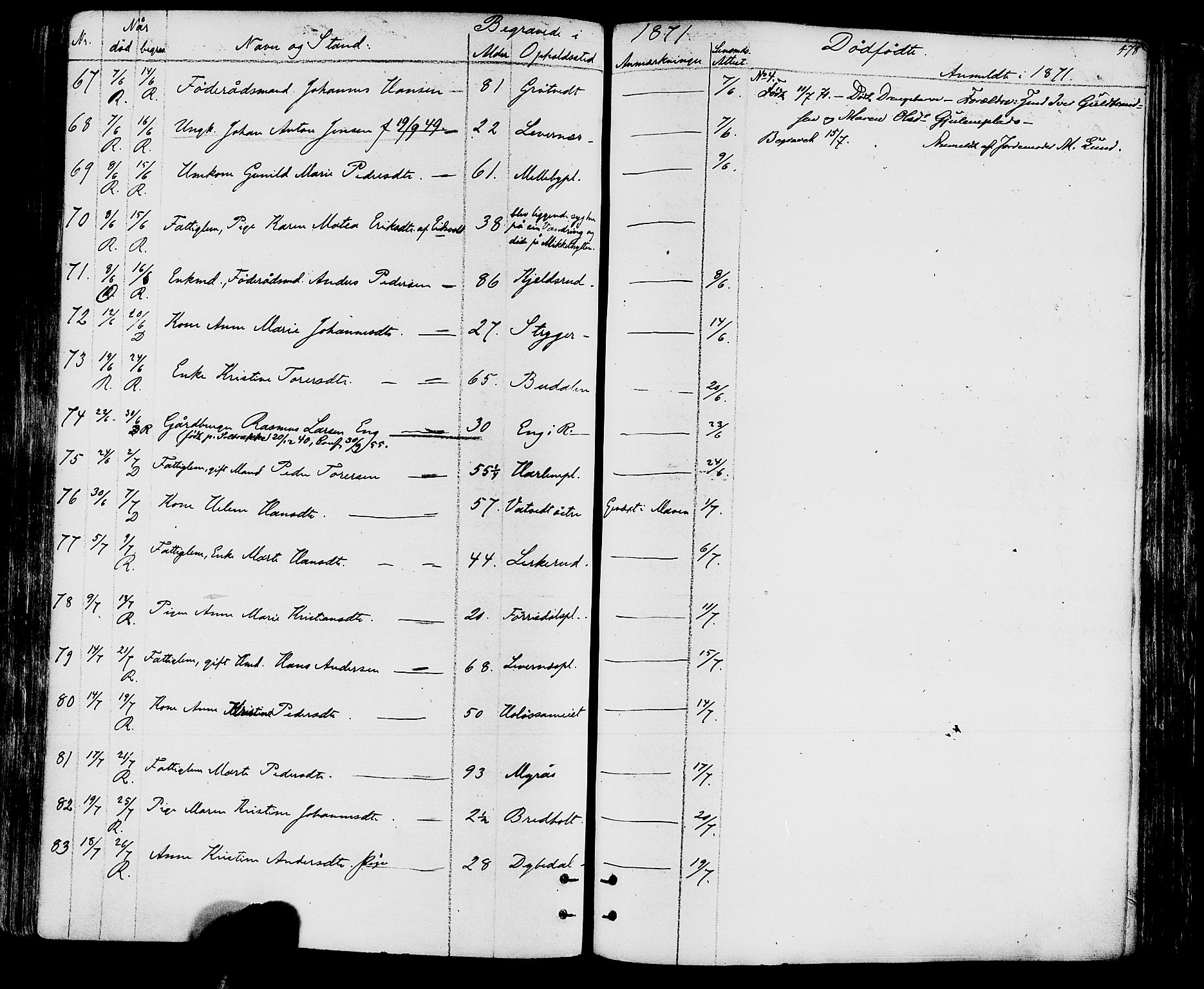 Rakkestad prestekontor Kirkebøker, AV/SAO-A-2008/F/Fa/L0011: Parish register (official) no. I 11, 1862-1877, p. 478