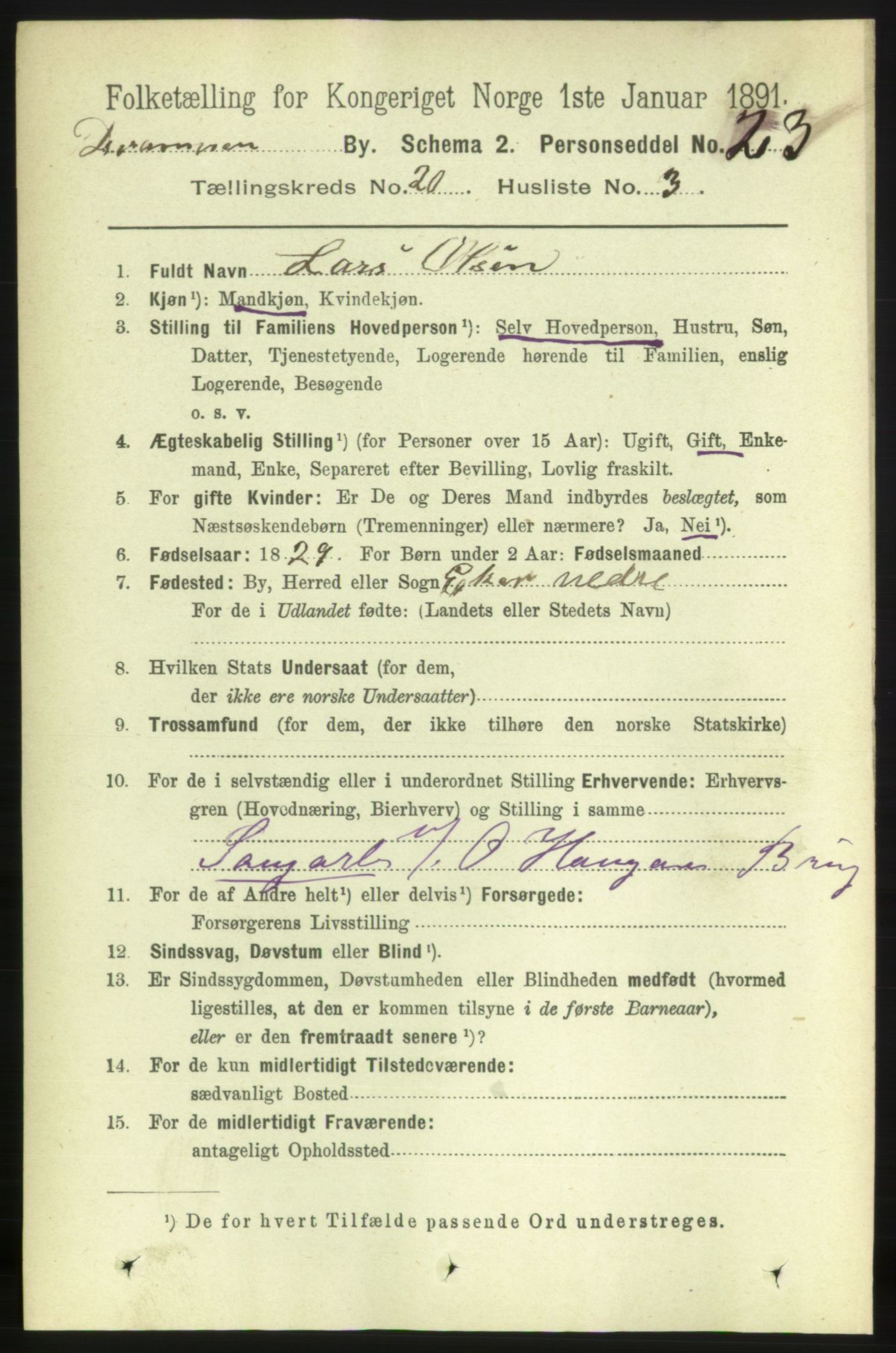 RA, 1891 census for 0602 Drammen, 1891, p. 12549