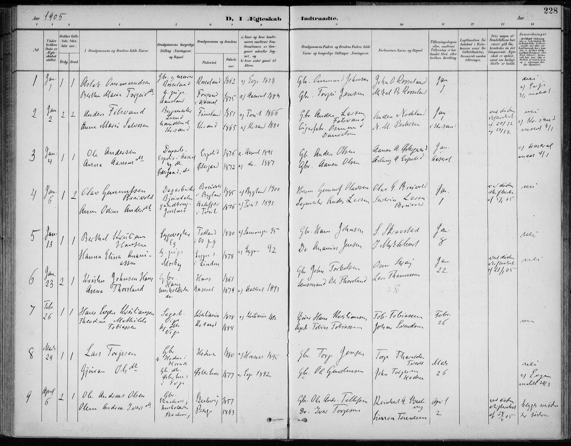 Oddernes sokneprestkontor, AV/SAK-1111-0033/F/Fa/Faa/L0010: Parish register (official) no. A 10, 1897-1911, p. 228