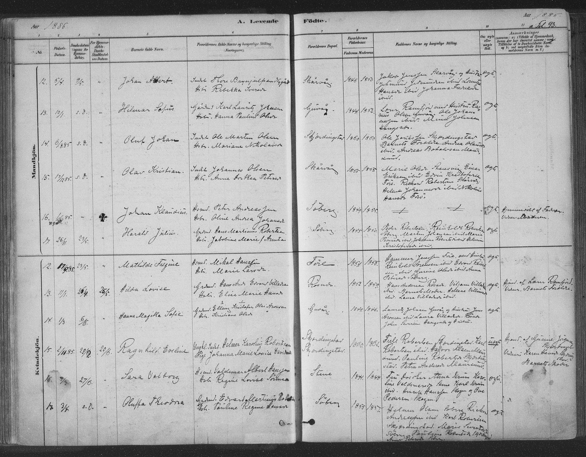 Ministerialprotokoller, klokkerbøker og fødselsregistre - Nordland, AV/SAT-A-1459/891/L1302: Parish register (official) no. 891A07, 1878-1895, p. 93