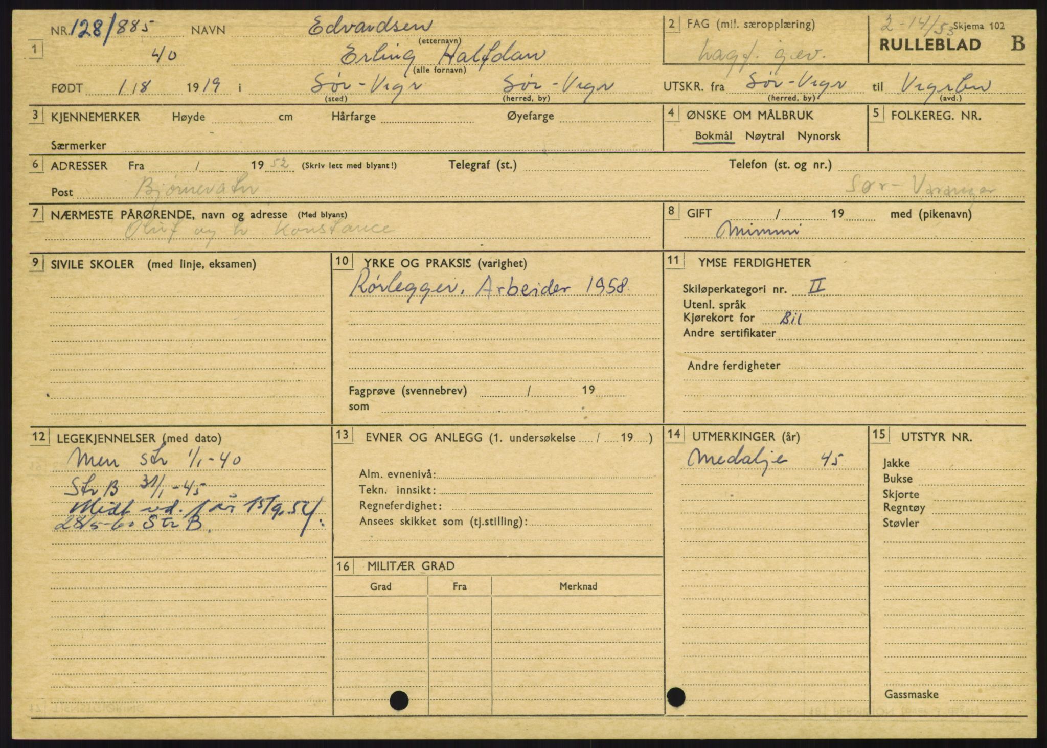 Forsvaret, Varanger bataljon, AV/RA-RAFA-2258/1/D/L0446: Rulleblad for menige født 1917-1919, 1917-1919, p. 496