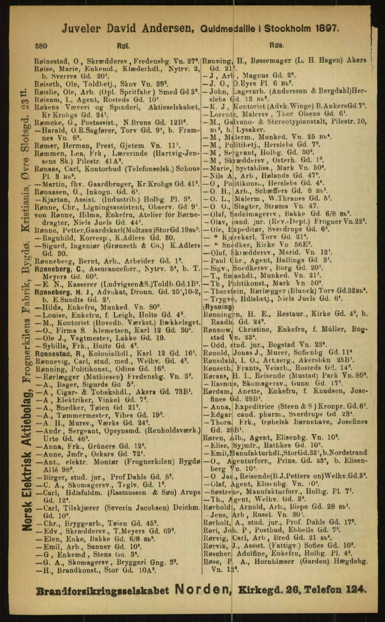 Kristiania/Oslo adressebok, PUBL/-, 1899, p. 580