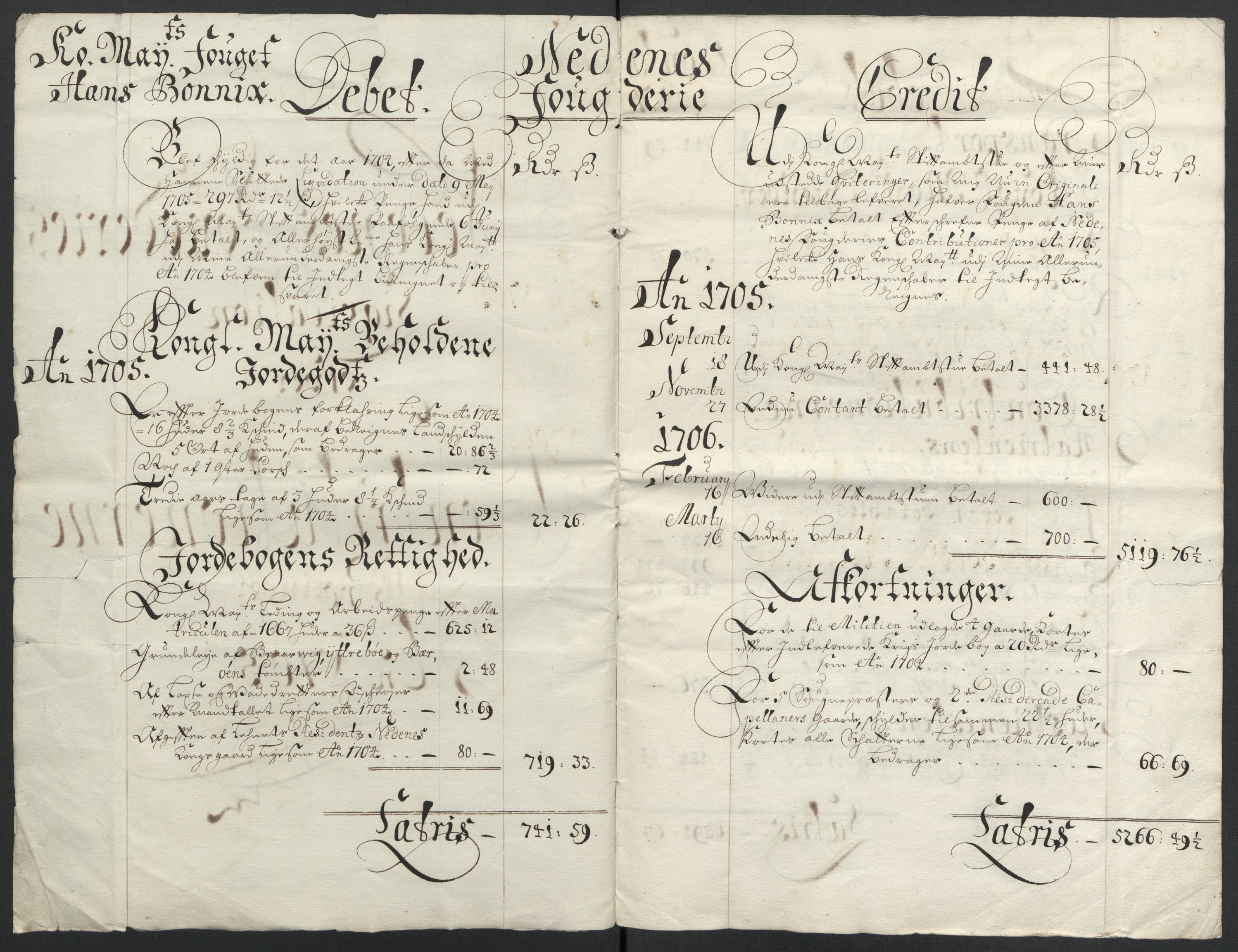 Rentekammeret inntil 1814, Reviderte regnskaper, Fogderegnskap, AV/RA-EA-4092/R39/L2317: Fogderegnskap Nedenes, 1704-1705, p. 145