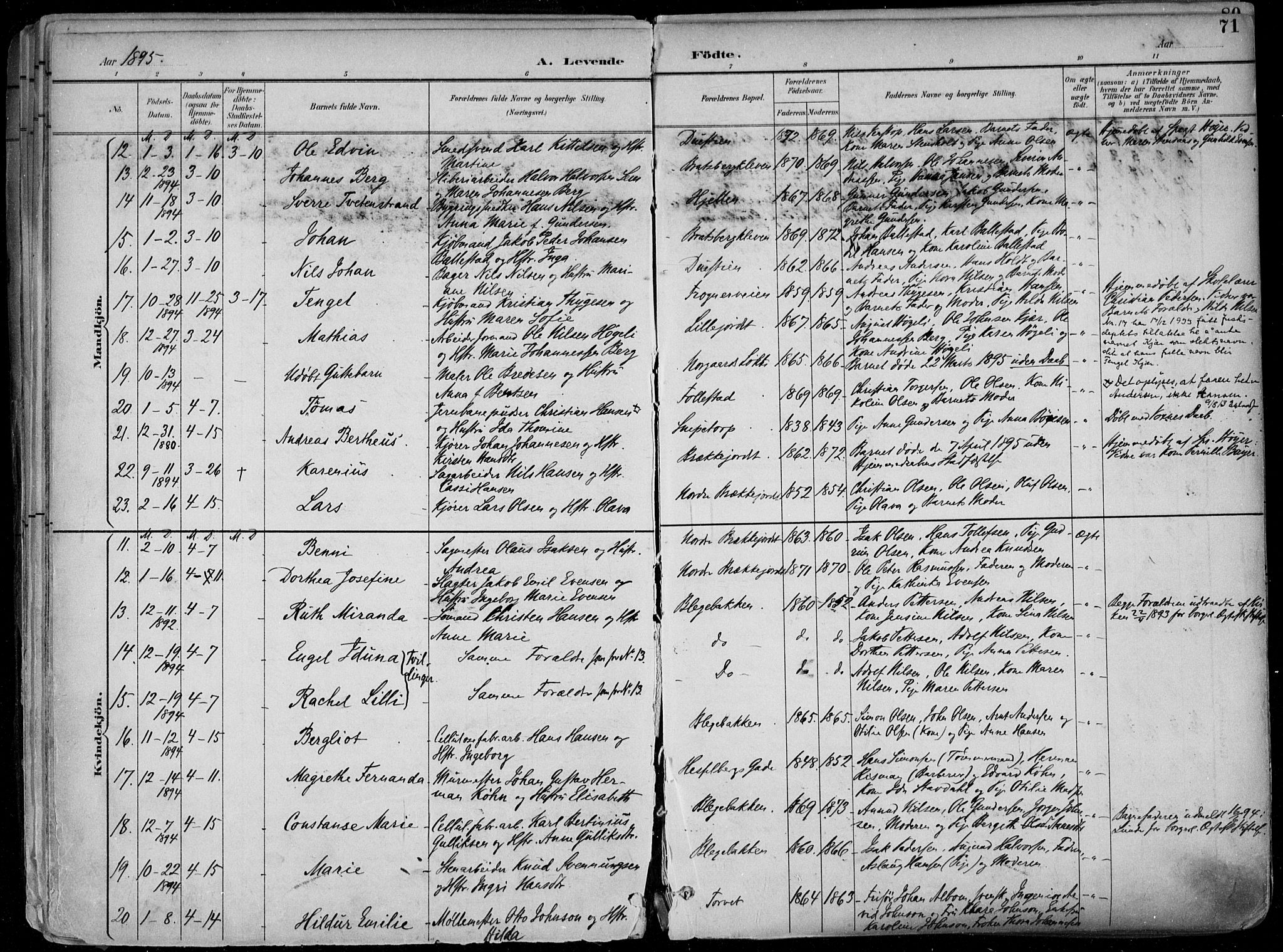 Skien kirkebøker, SAKO/A-302/F/Fa/L0010: Parish register (official) no. 10, 1891-1899, p. 71