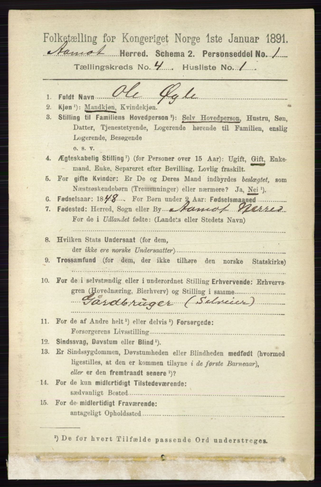 RA, 1891 census for 0429 Åmot, 1891, p. 2122