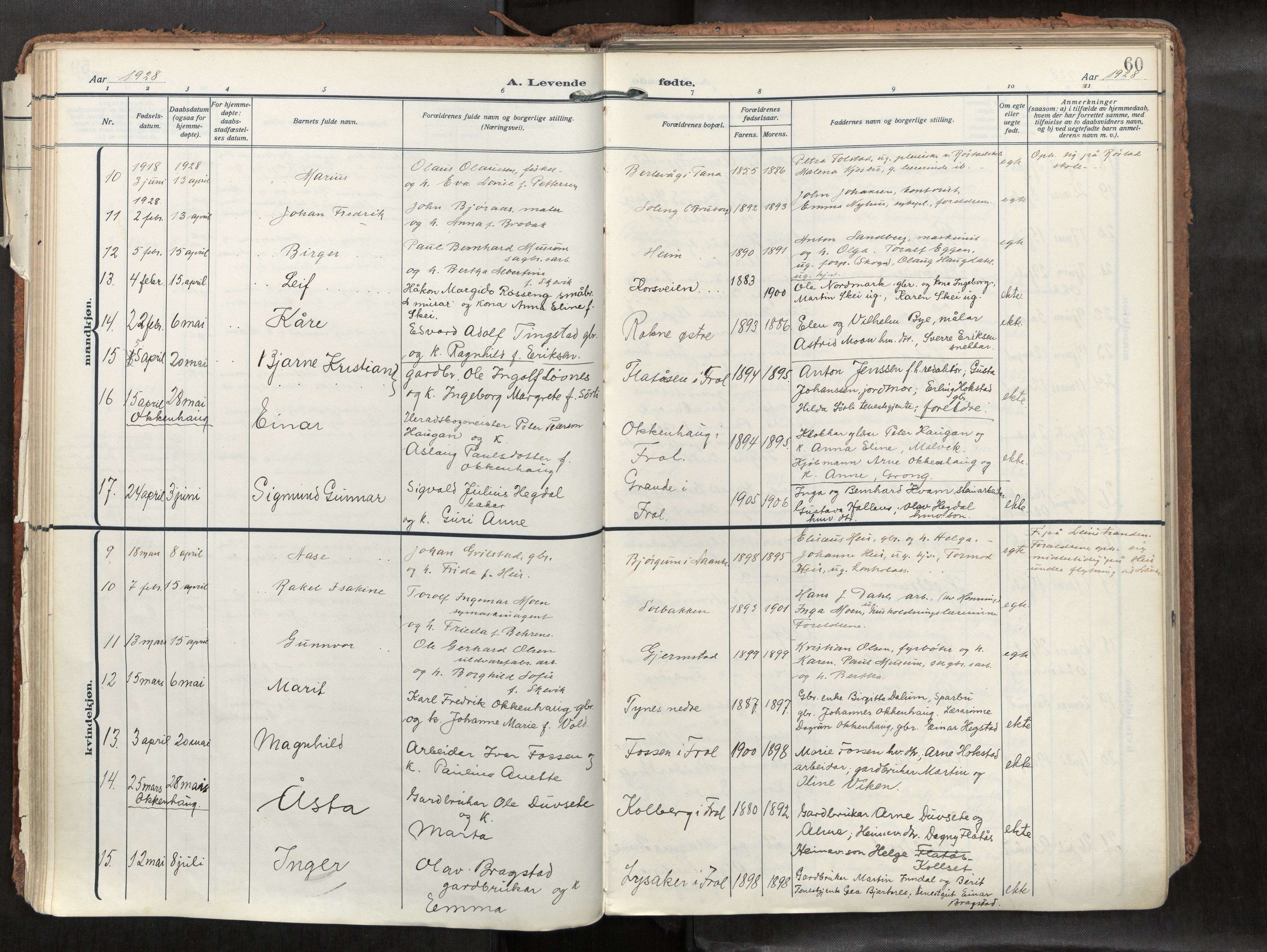 Levanger sokneprestkontor, SAT/A-1301/2/H/Haa/L0002: Parish register (official) no. 2, 1912-1935, p. 60