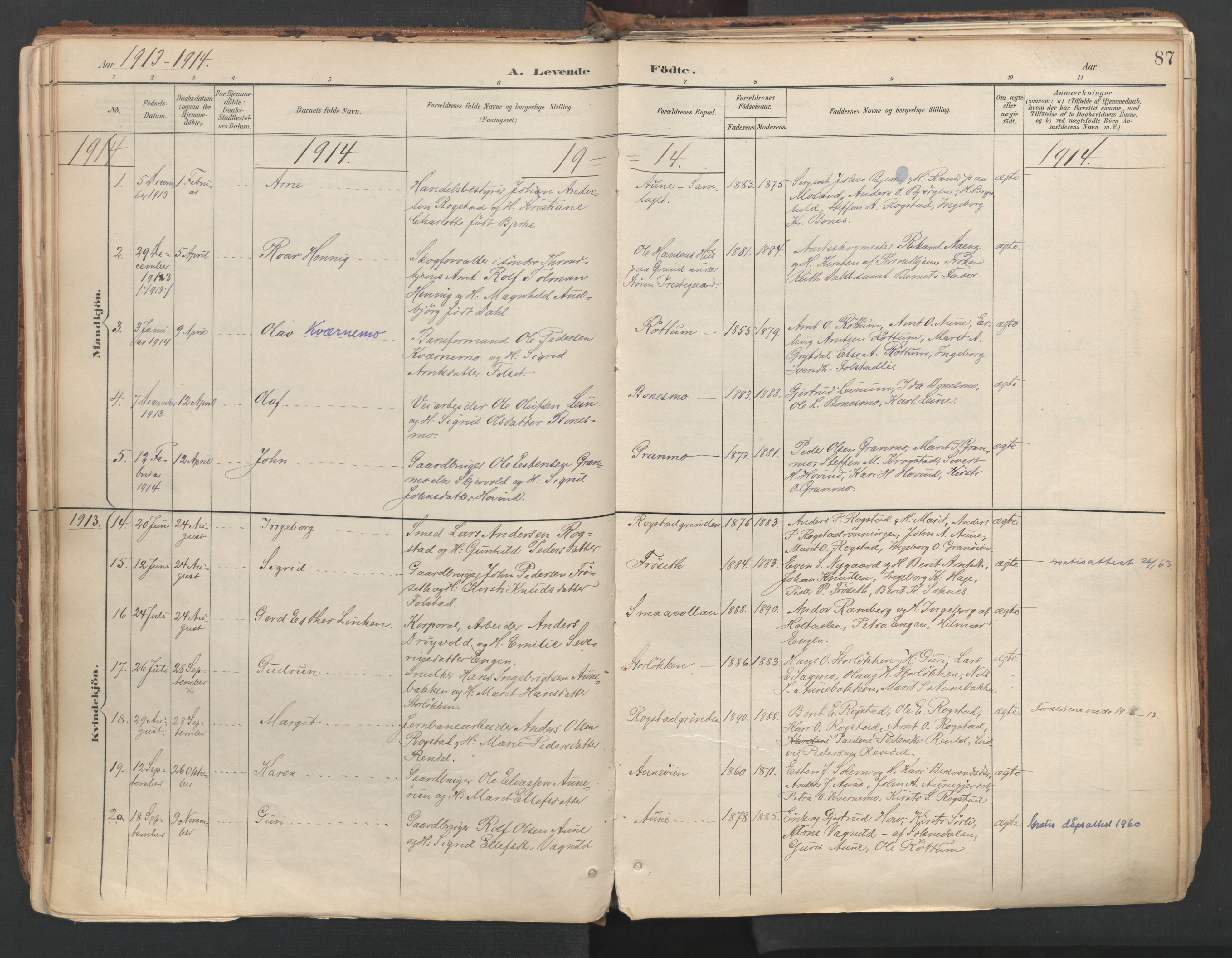 Ministerialprotokoller, klokkerbøker og fødselsregistre - Sør-Trøndelag, SAT/A-1456/687/L1004: Parish register (official) no. 687A10, 1891-1923, p. 87