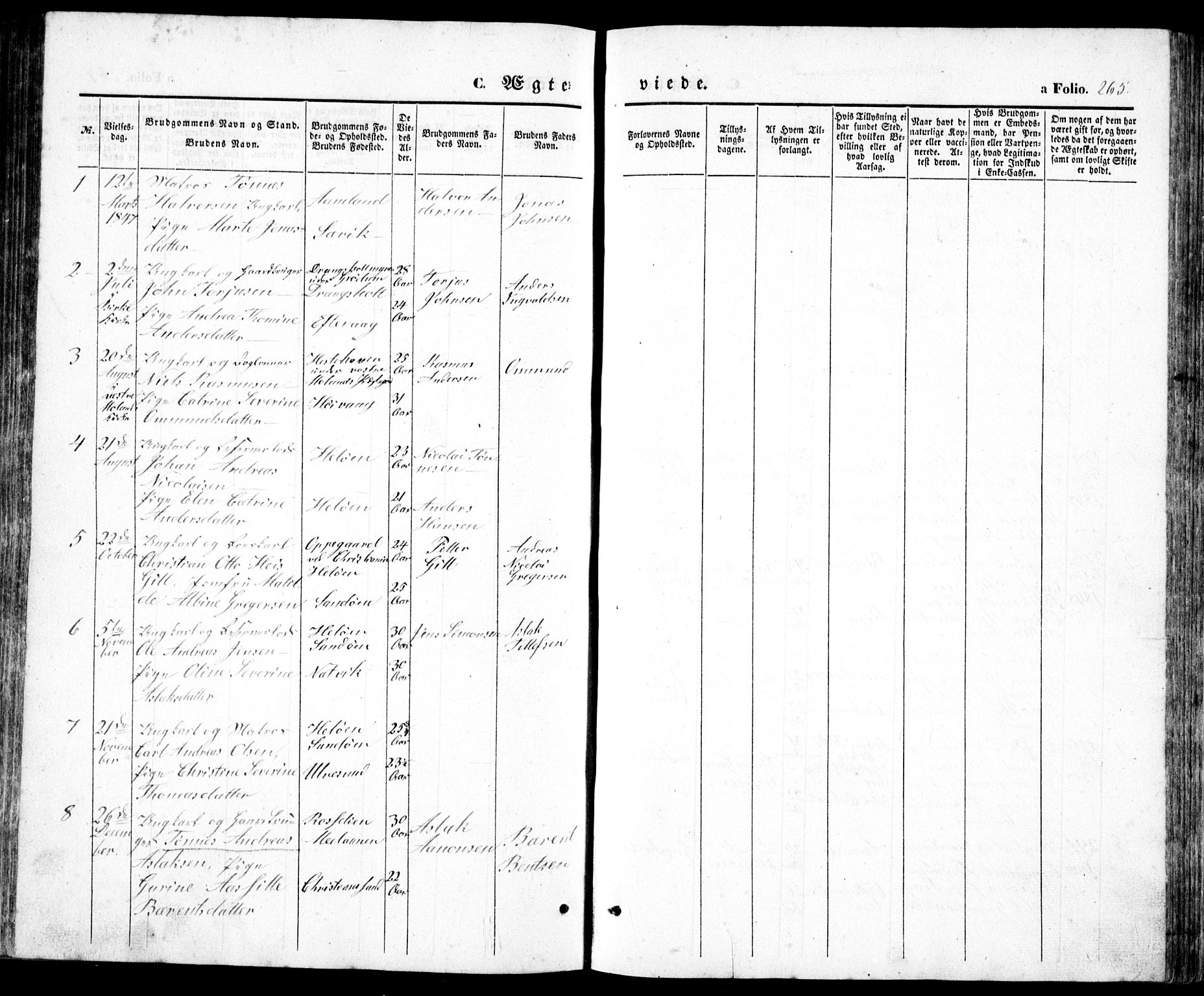 Høvåg sokneprestkontor, AV/SAK-1111-0025/F/Fb/L0002: Parish register (copy) no. B 2, 1847-1869, p. 265