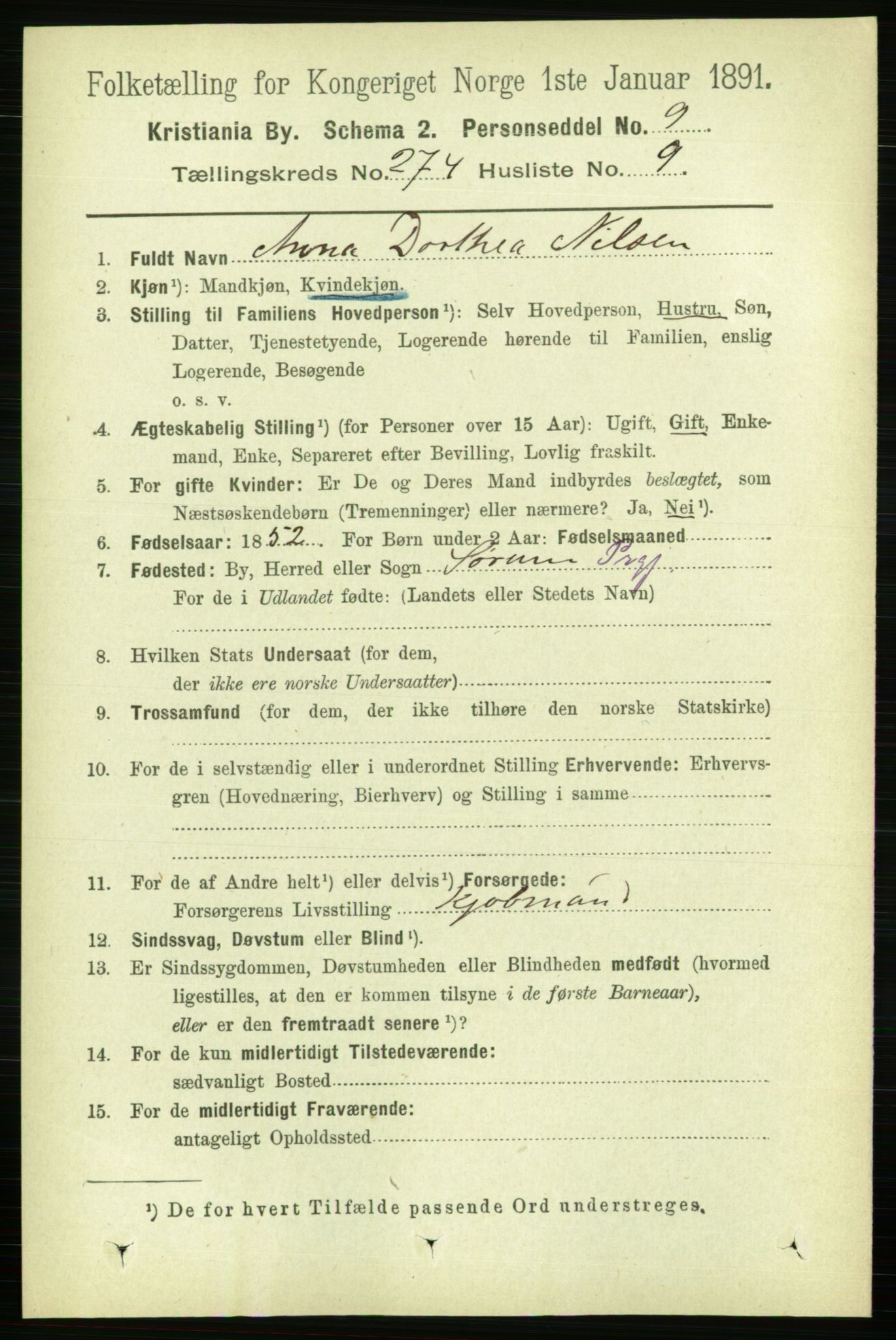 RA, 1891 census for 0301 Kristiania, 1891, p. 166551