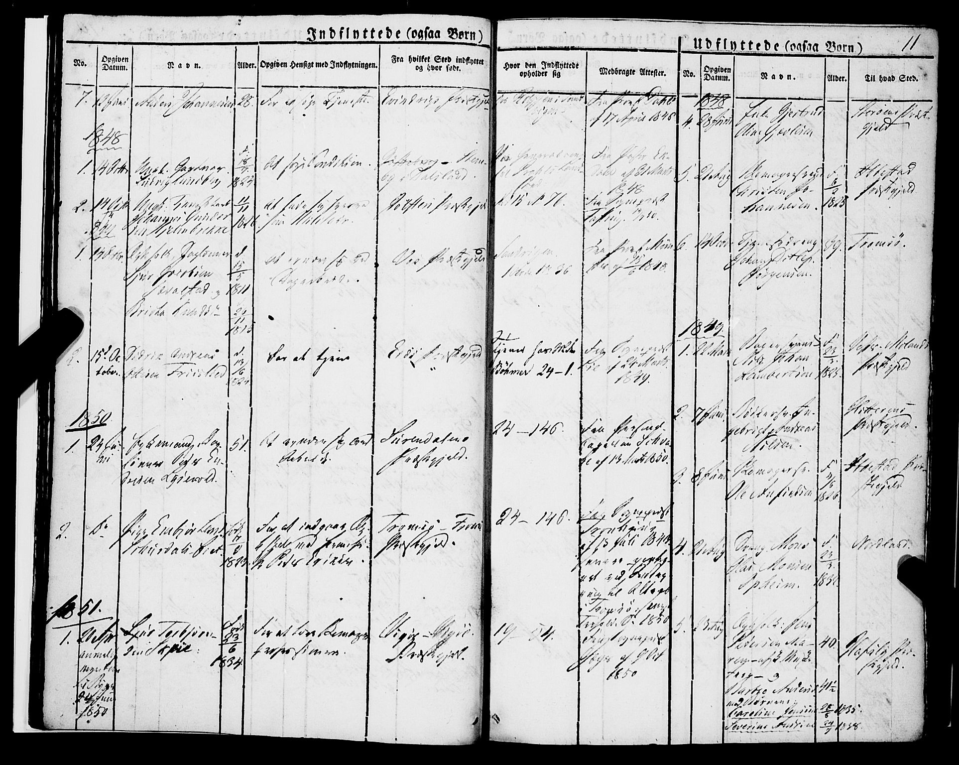 Korskirken sokneprestembete, SAB/A-76101/H/Haa/L0050: Parish register (official) no. F 1, 1821-1869, p. 11