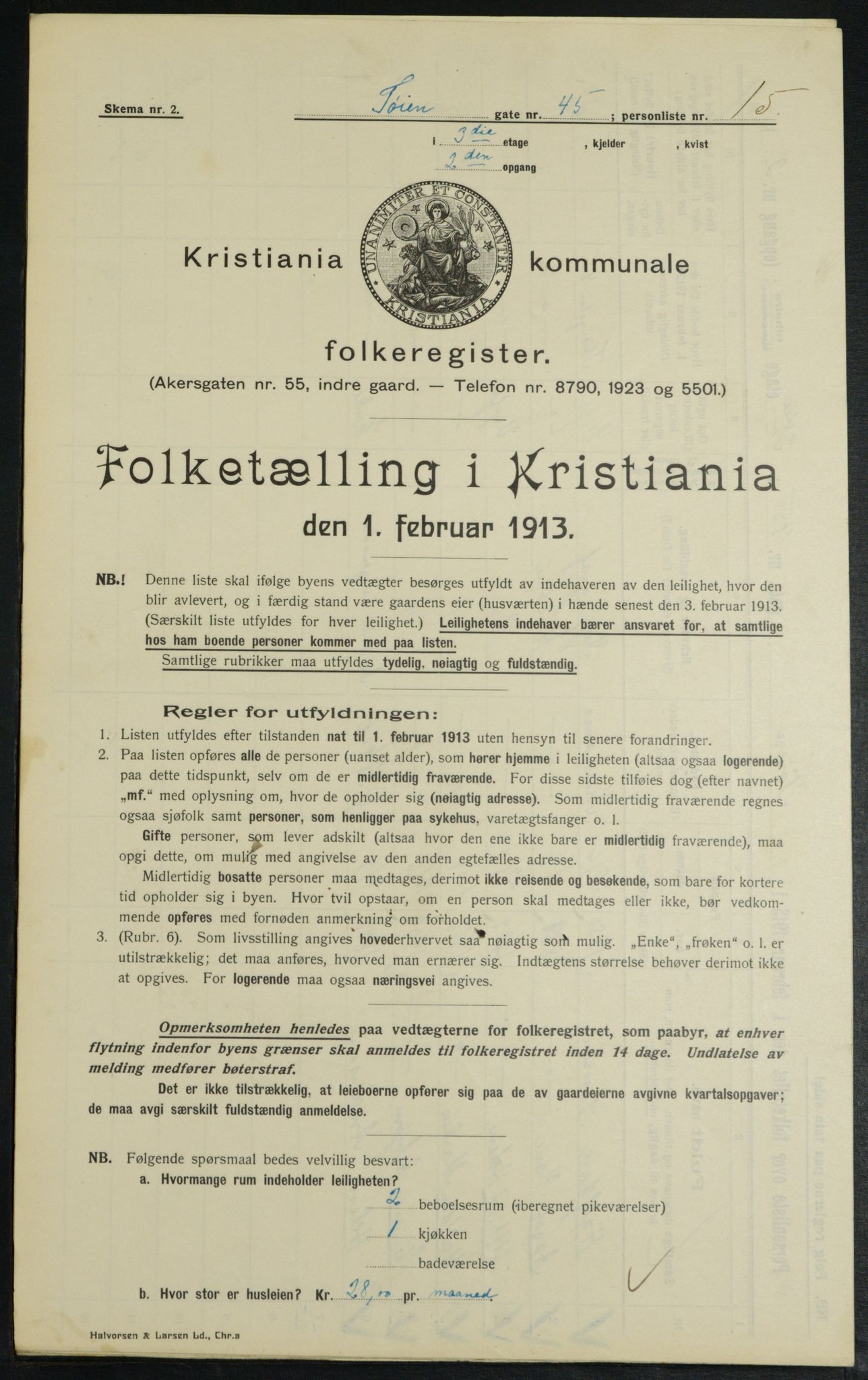 OBA, Municipal Census 1913 for Kristiania, 1913, p. 118631