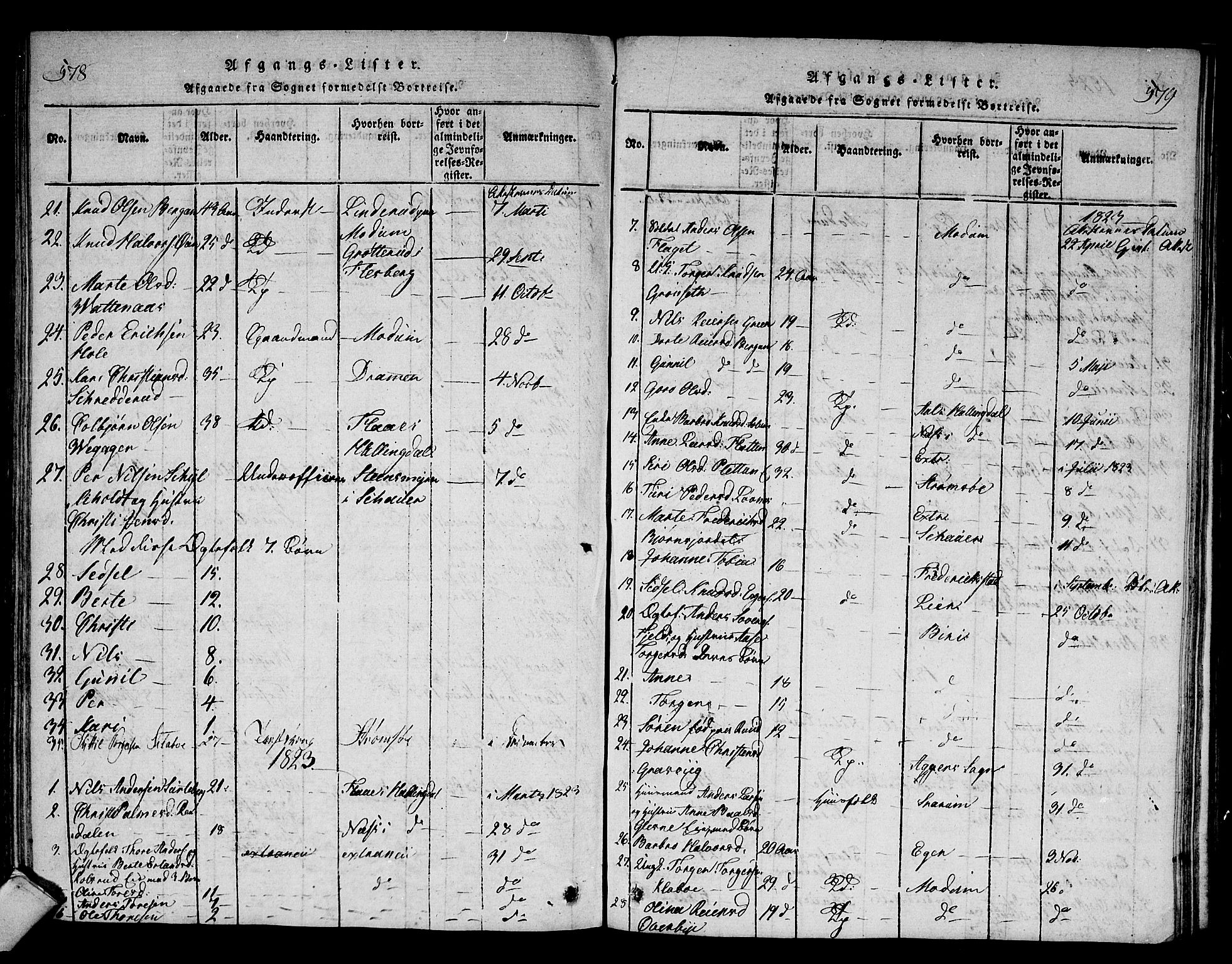 Sigdal kirkebøker, SAKO/A-245/F/Fa/L0005: Parish register (official) no. I 5 /1, 1815-1829, p. 578-579