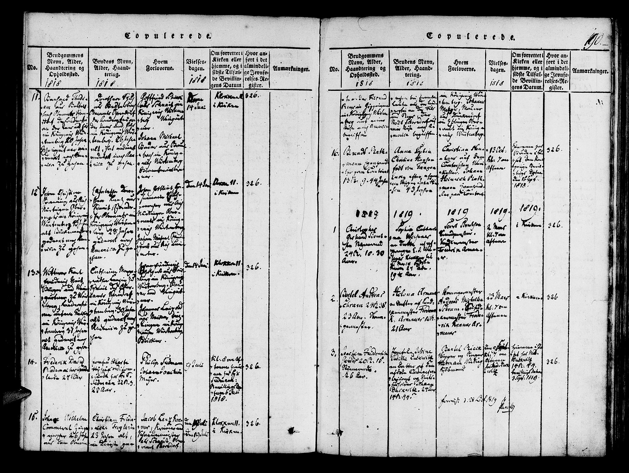Mariakirken Sokneprestembete, SAB/A-76901/H/Haa/L0005: Parish register (official) no. A 5, 1815-1845, p. 190
