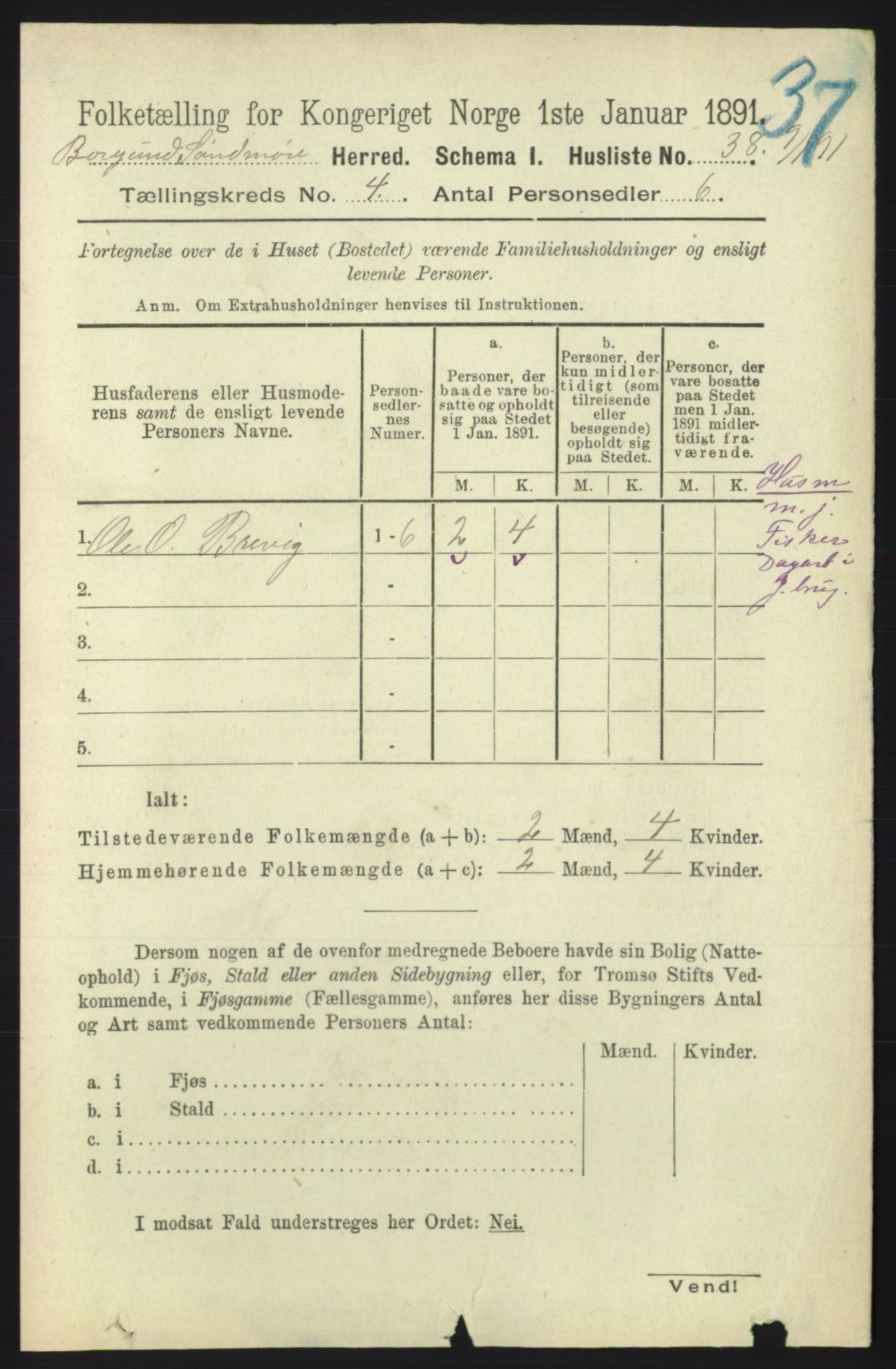 RA, 1891 census for 1531 Borgund, 1891, p. 997