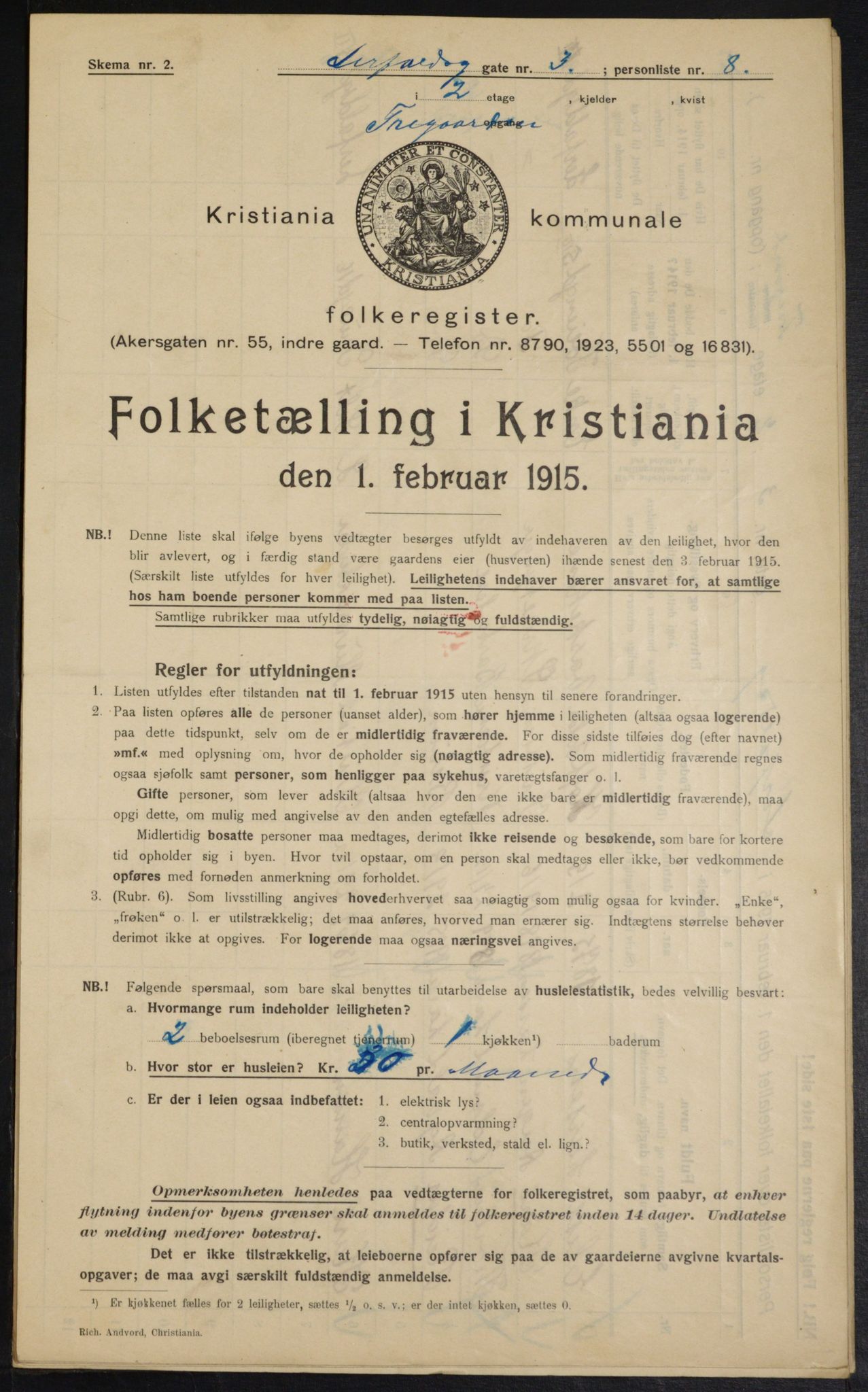 OBA, Municipal Census 1915 for Kristiania, 1915, p. 56749