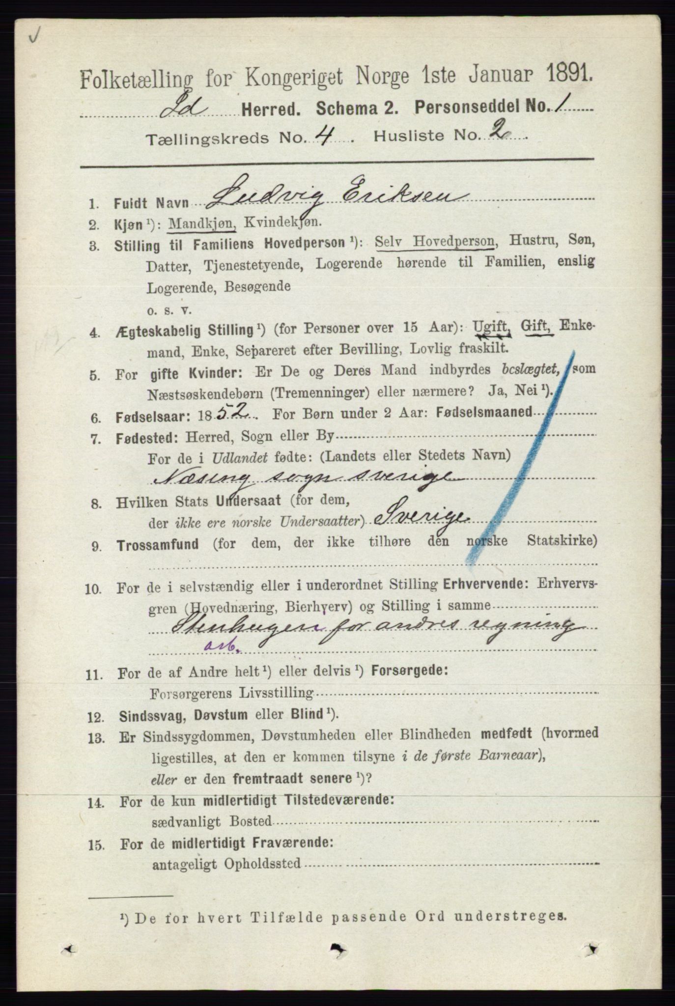 RA, 1891 census for 0117 Idd, 1891, p. 2853