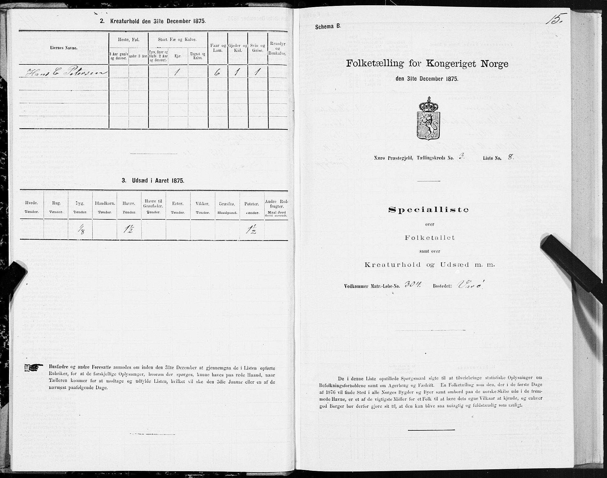 SAT, 1875 census for 1751P Nærøy, 1875, p. 2015