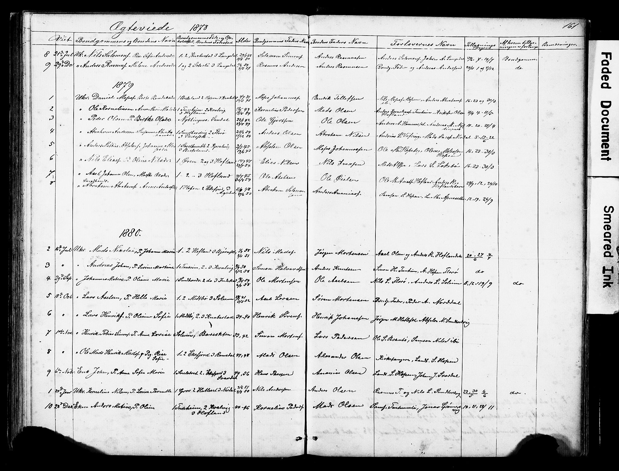 Kinn sokneprestembete, AV/SAB-A-80801/H/Hab/Habe/L0001: Parish register (copy) no. E 1, 1864-1899, p. 161