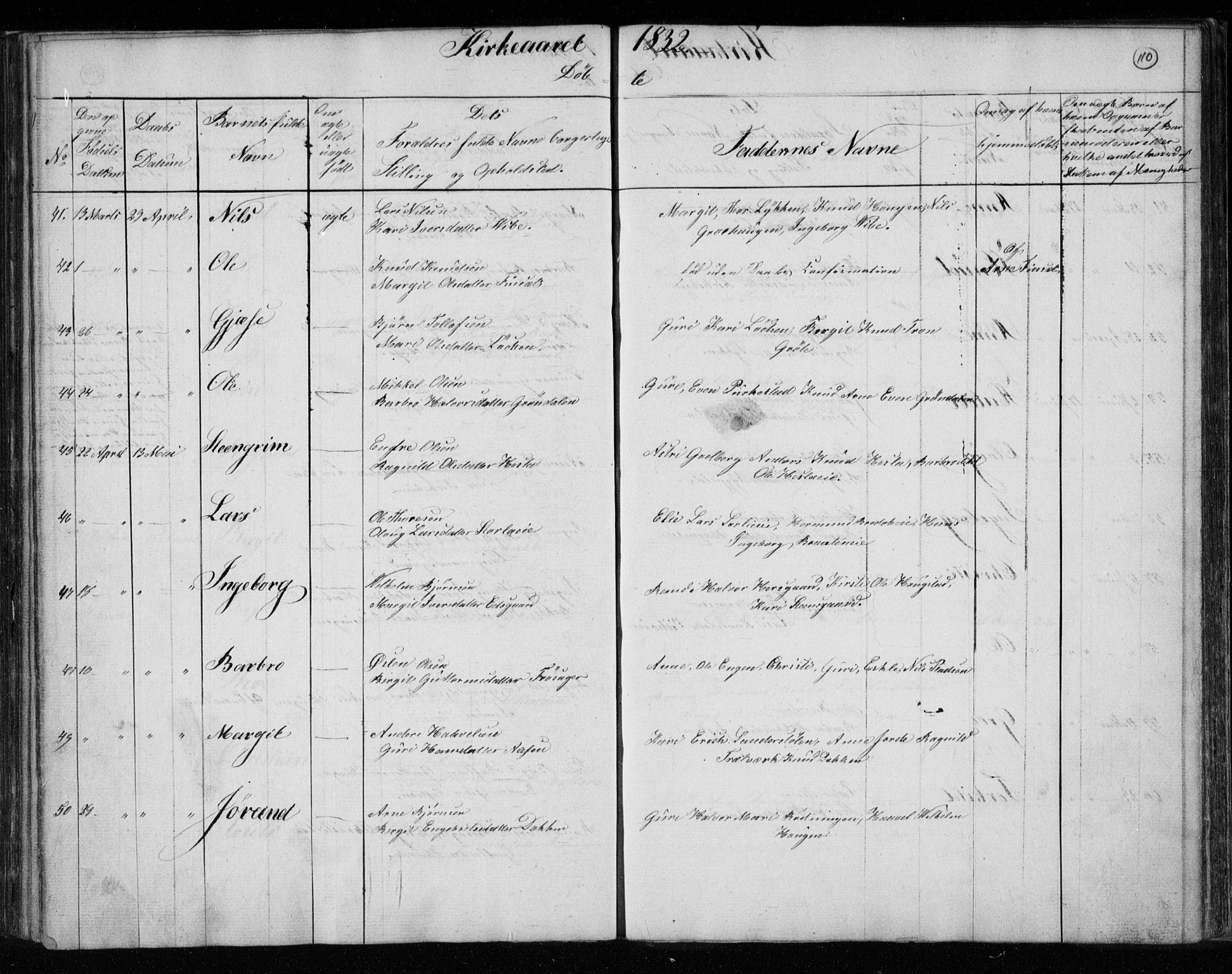 Gol kirkebøker, AV/SAKO-A-226/F/Fa/L0001: Parish register (official) no. I 1, 1821-1837, p. 110