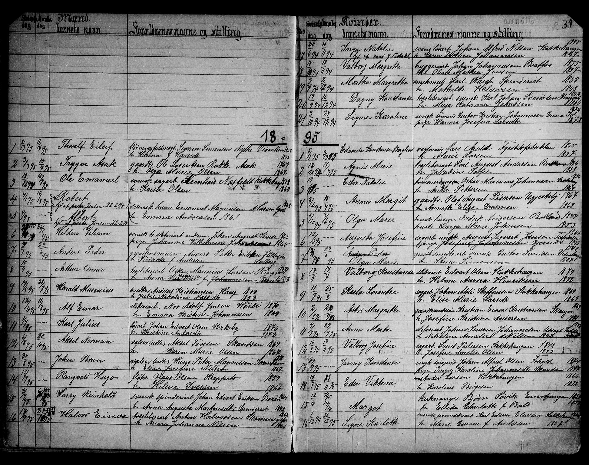 Berg prestekontor Kirkebøker, SAO/A-10902/G/Gb/L0001: Parish register (copy) no. II 1, 1874-1946, p. 31