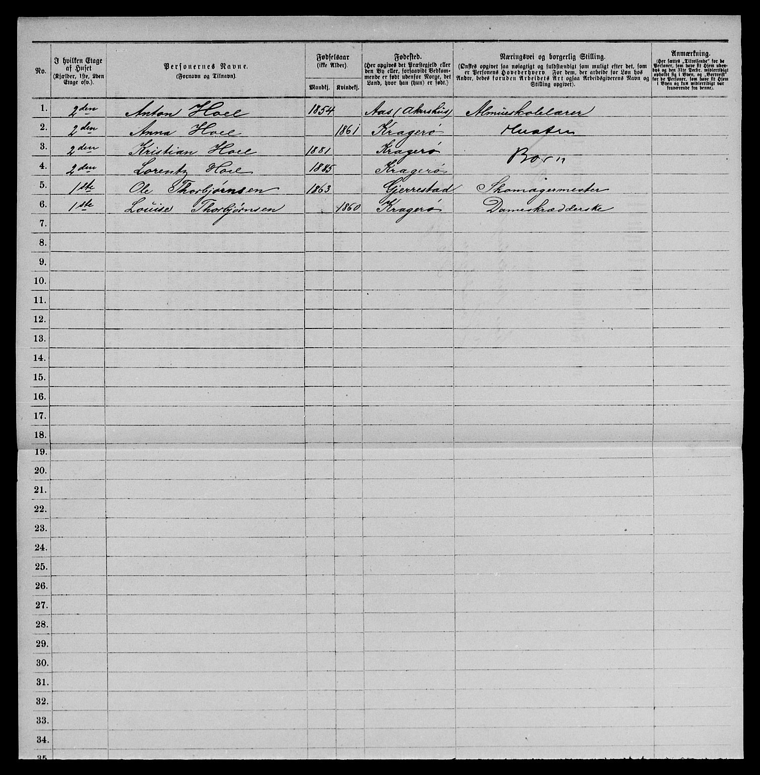 SAKO, 1885 census for 0801 Kragerø, 1885, p. 1532