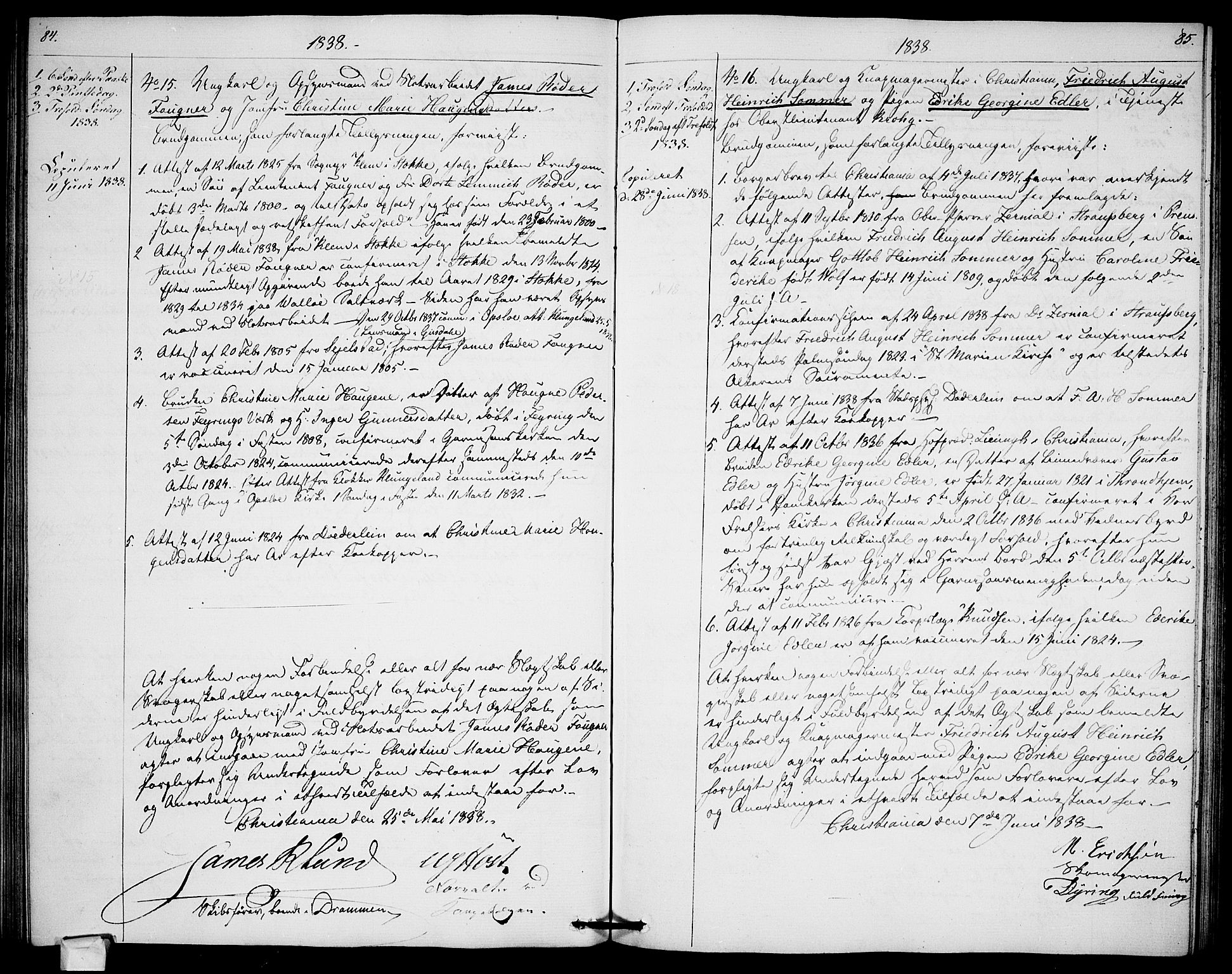 Garnisonsmenigheten Kirkebøker, AV/SAO-A-10846/H/Ha/L0003: Banns register no. I 3, 1835-1840, p. 84-85