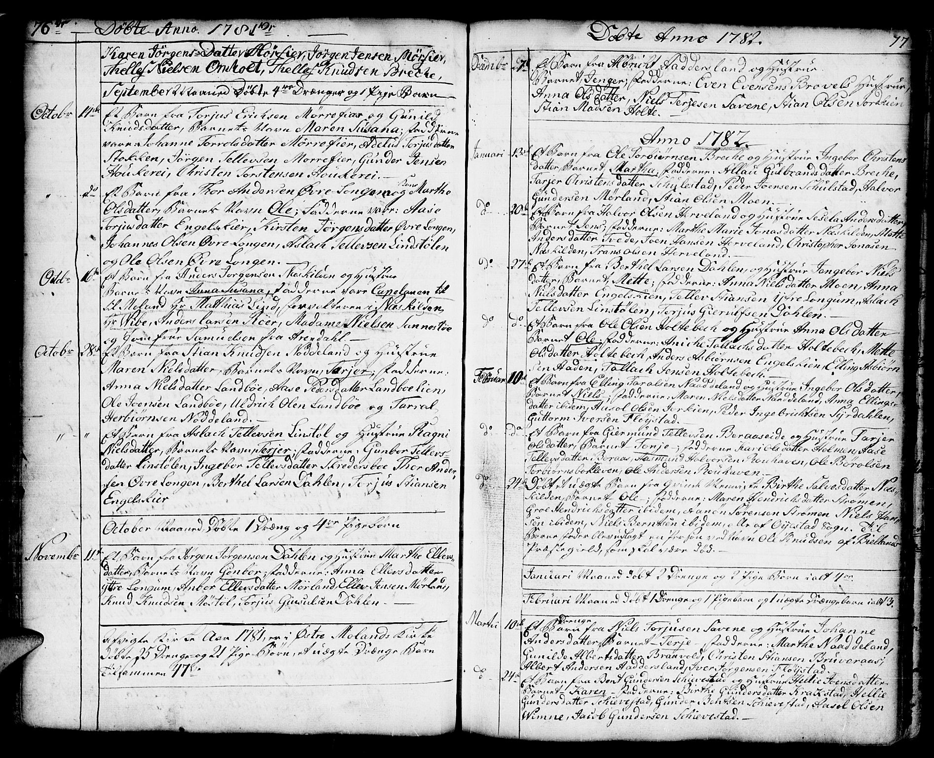 Austre Moland sokneprestkontor, AV/SAK-1111-0001/F/Fa/Faa/L0002: Parish register (official) no. A 2, 1747-1808, p. 76-77