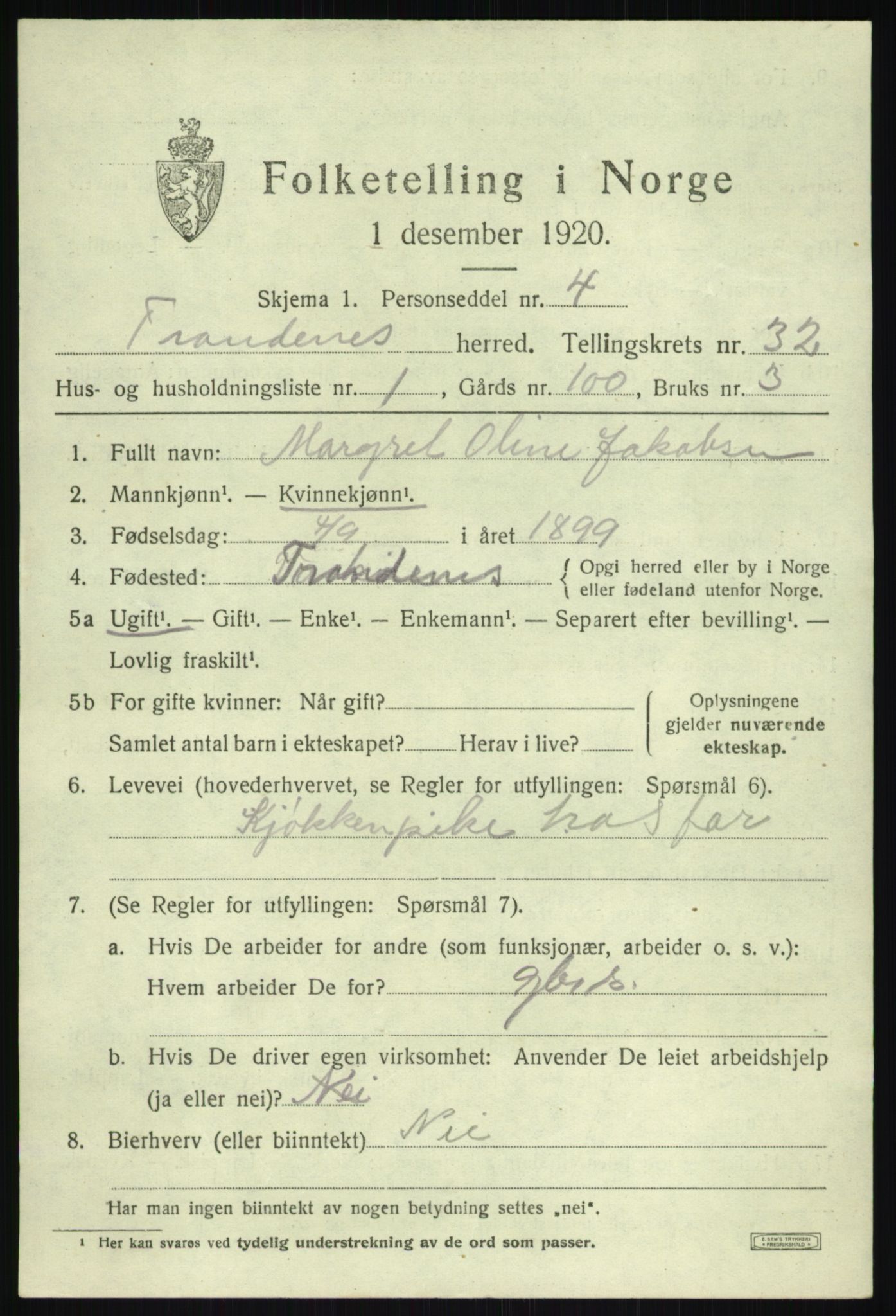 SATØ, 1920 census for Trondenes, 1920, p. 22183