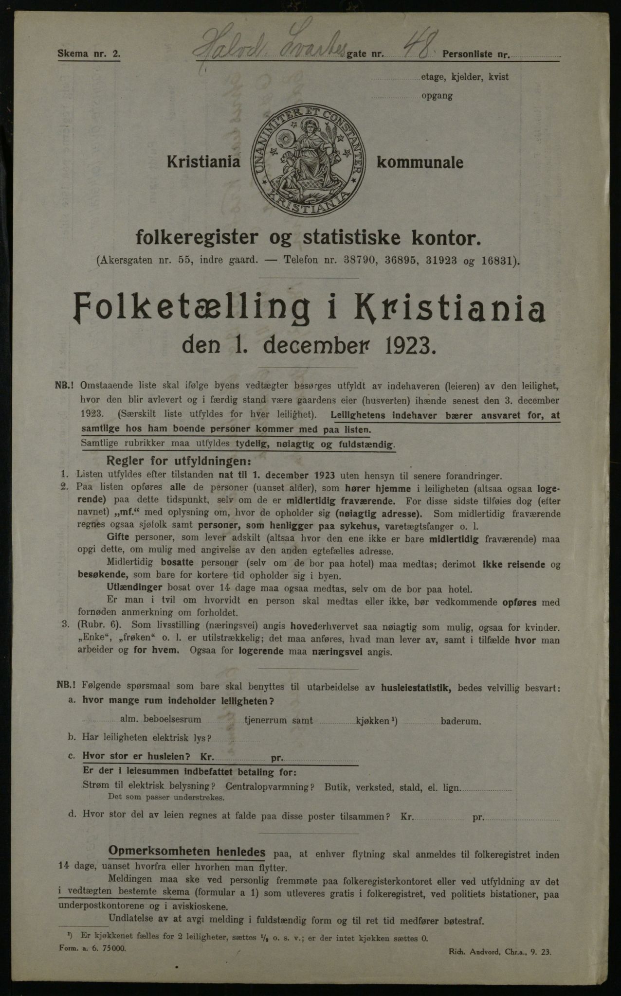 OBA, Municipal Census 1923 for Kristiania, 1923, p. 38317