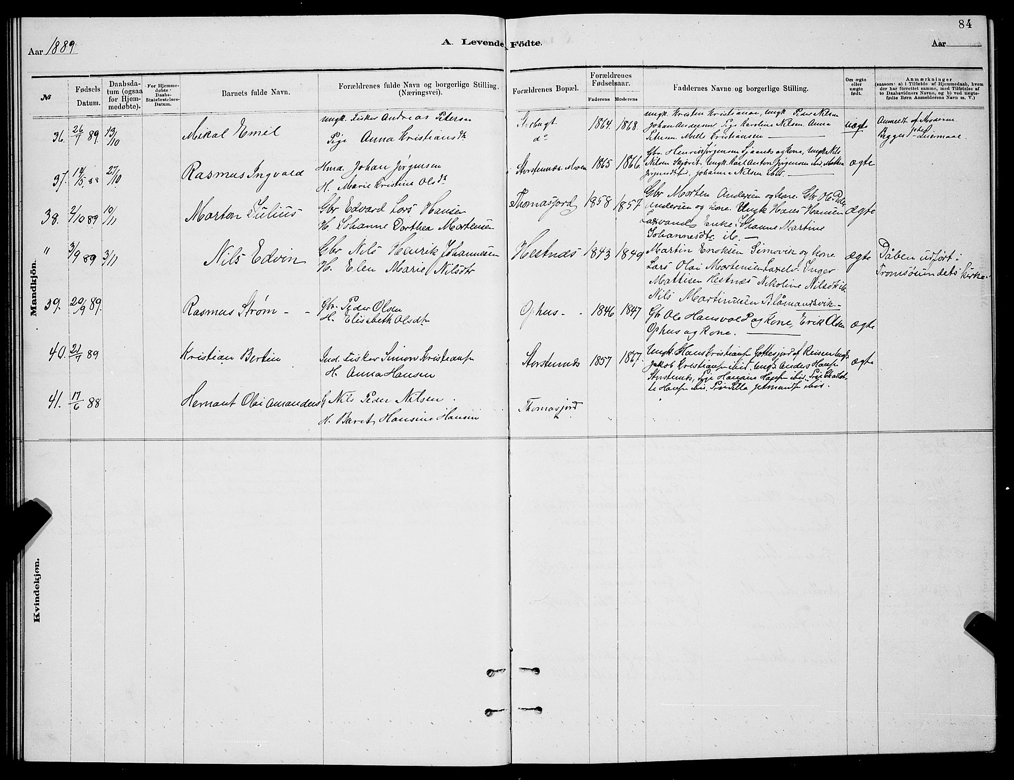 Balsfjord sokneprestembete, SATØ/S-1303/G/Ga/L0007klokker: Parish register (copy) no. 7, 1878-1889, p. 84