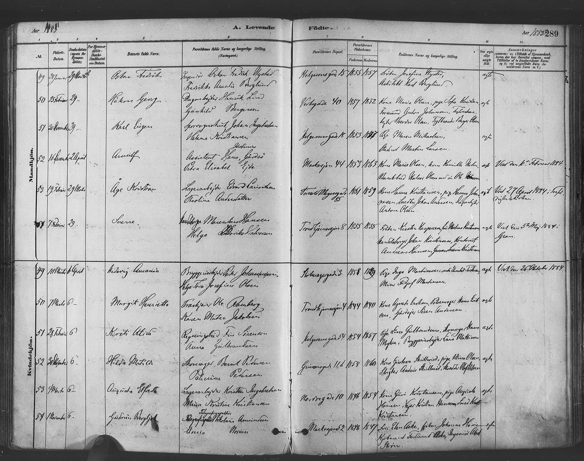 Paulus prestekontor Kirkebøker, AV/SAO-A-10871/F/Fa/L0003: Parish register (official) no. 3, 1879-1887, p. 289