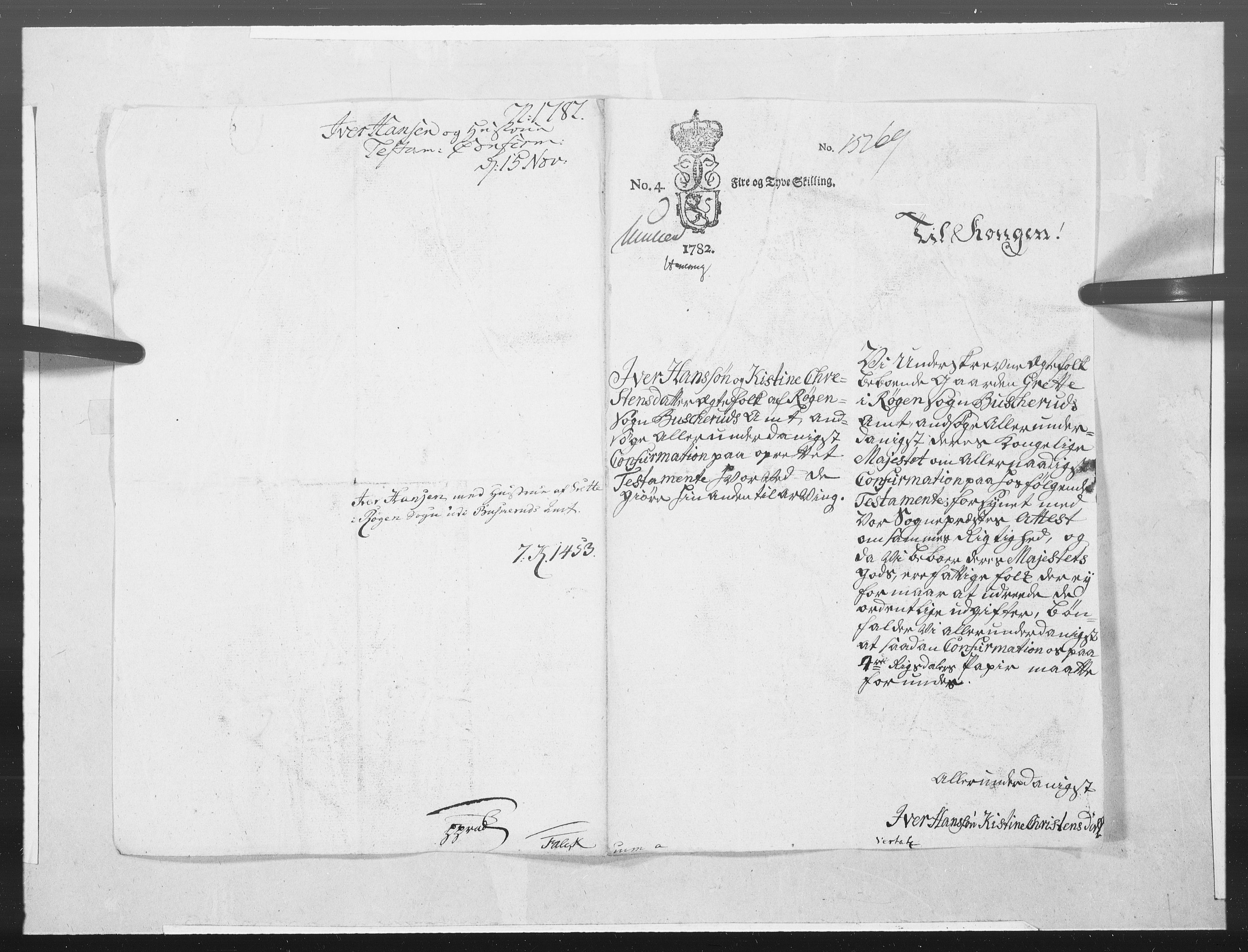 Danske Kanselli 1572-1799, RA/EA-3023/F/Fc/Fcc/Fcca/L0244: Norske innlegg 1572-1799, 1782, p. 165