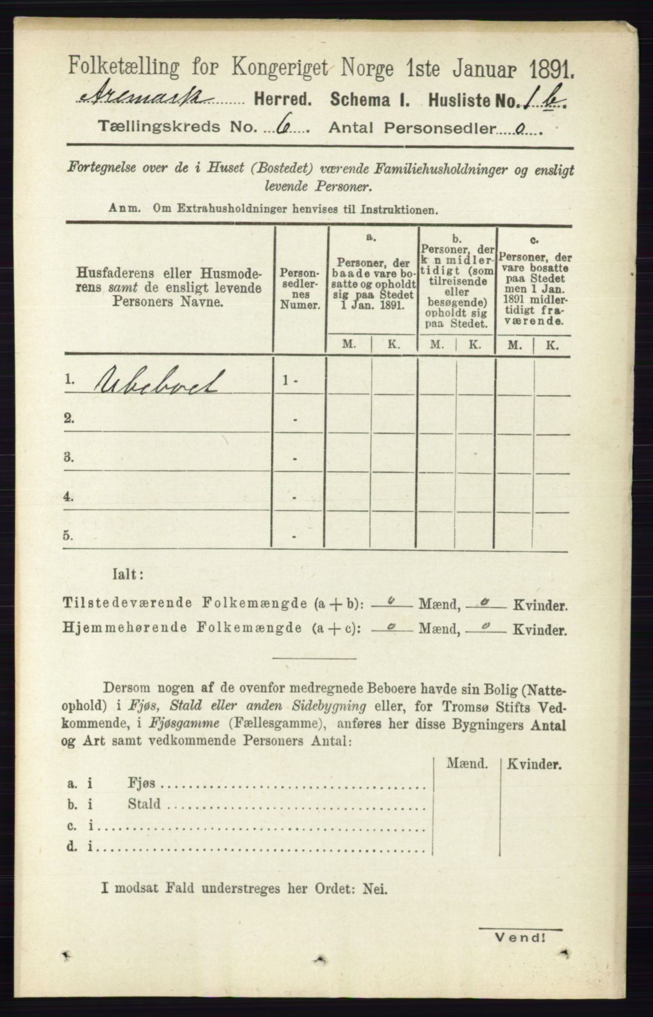 RA, 1891 census for 0118 Aremark, 1891, p. 2996