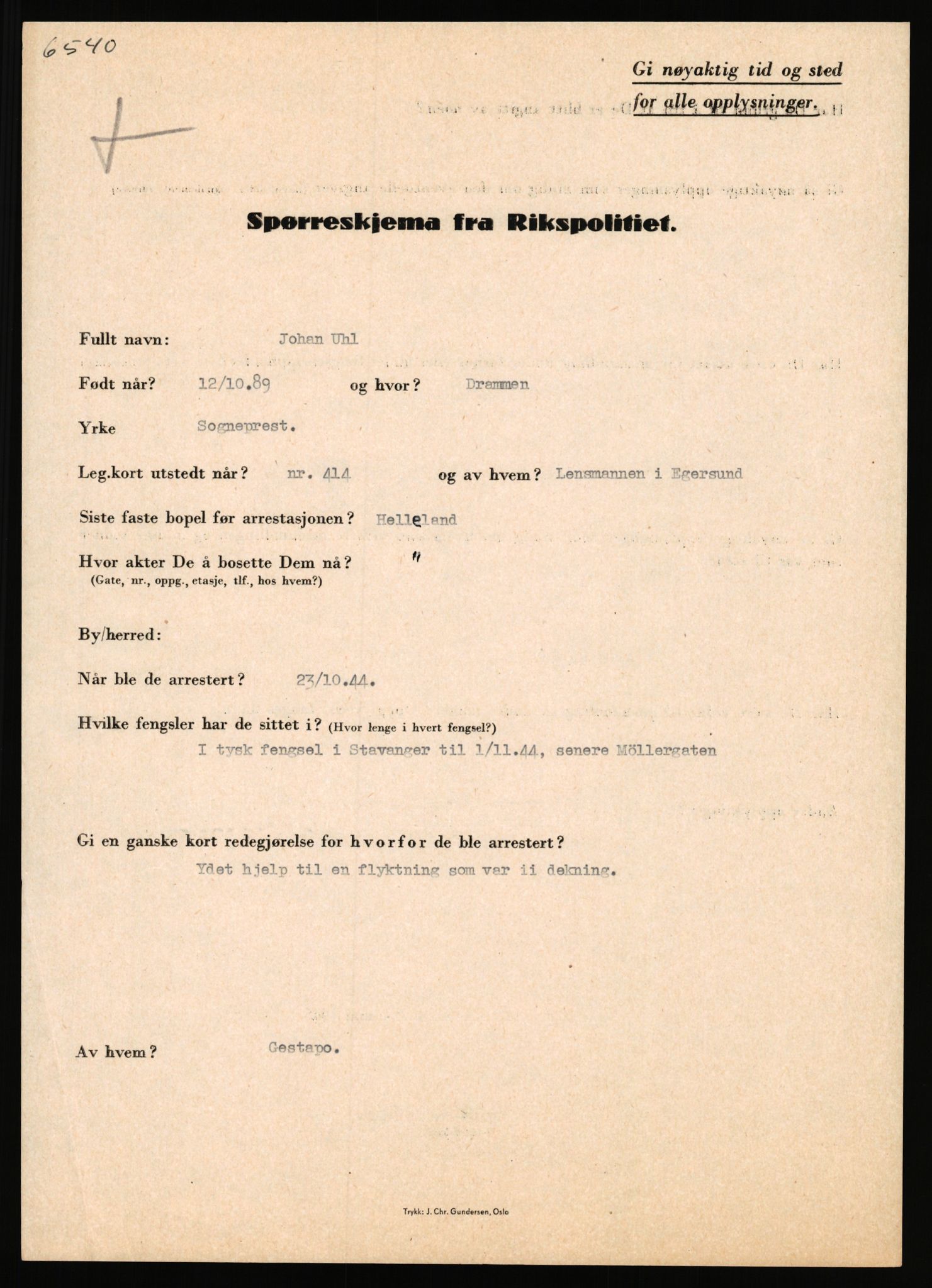 Rikspolitisjefen, AV/RA-S-1560/L/L0017: Tidemann, Hermann G. - Veum, Tjostolv, 1940-1945, p. 706