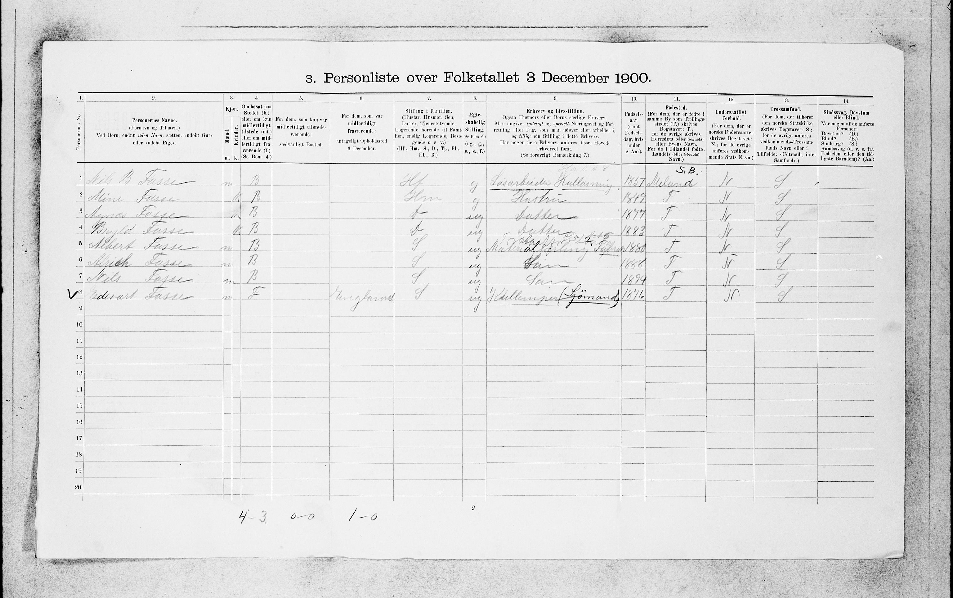 SAB, 1900 census for Bergen, 1900, p. 5555