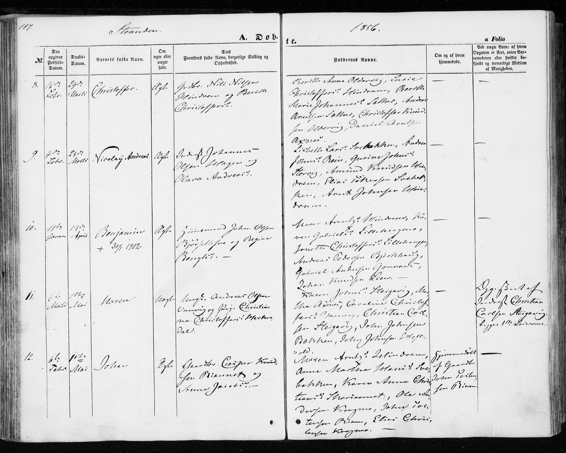 Ministerialprotokoller, klokkerbøker og fødselsregistre - Nord-Trøndelag, SAT/A-1458/701/L0008: Parish register (official) no. 701A08 /2, 1854-1863, p. 117
