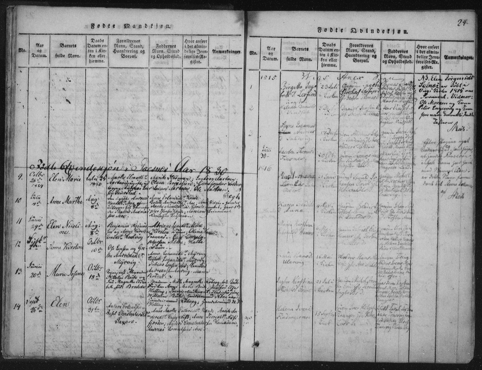 Ministerialprotokoller, klokkerbøker og fødselsregistre - Nord-Trøndelag, SAT/A-1458/773/L0609: Parish register (official) no. 773A03 /2, 1815-1830, p. 24
