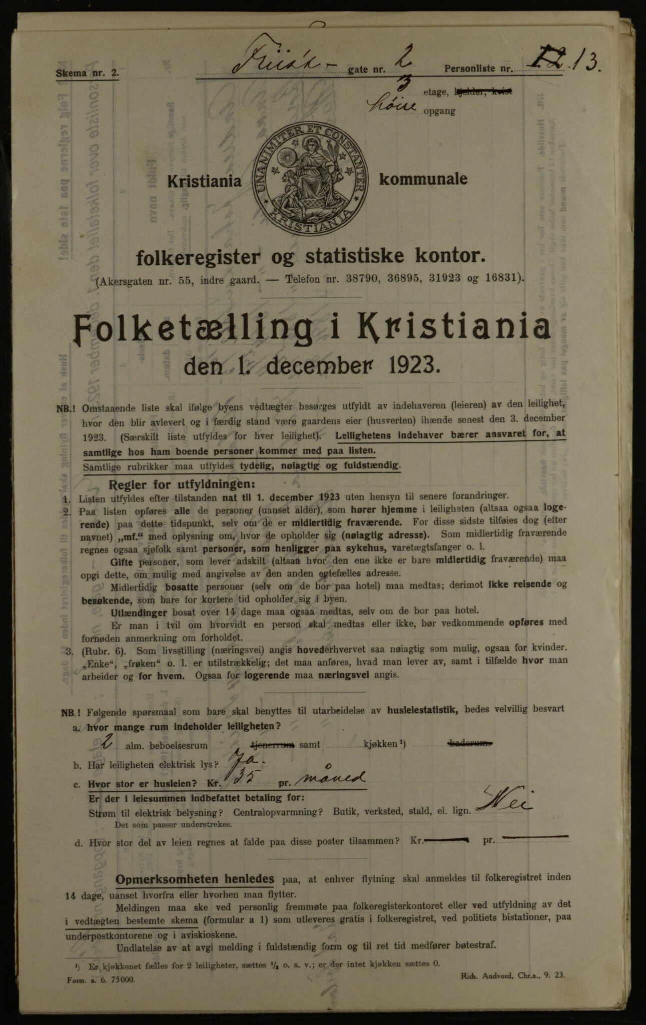 OBA, Municipal Census 1923 for Kristiania, 1923, p. 30158