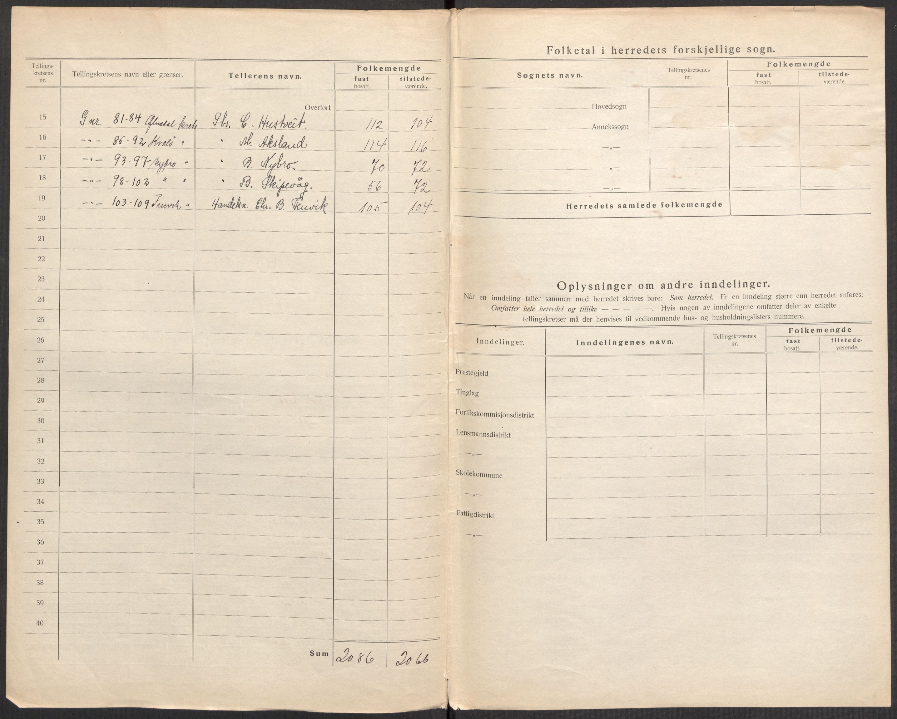 SAST, 1920 census for Vikedal, 1920, p. 67