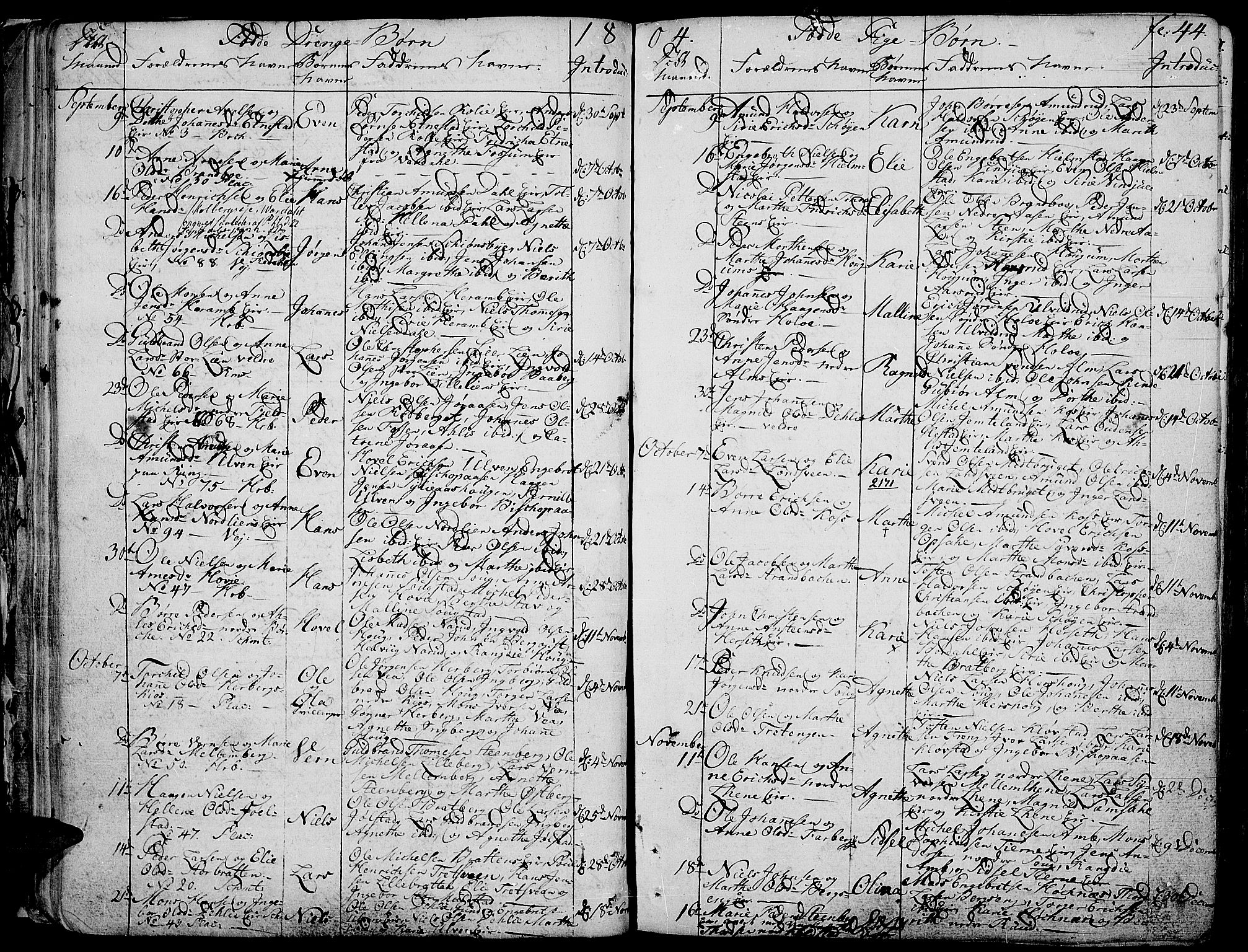 Ringsaker prestekontor, AV/SAH-PREST-014/K/Ka/L0004: Parish register (official) no. 4, 1799-1814, p. 44