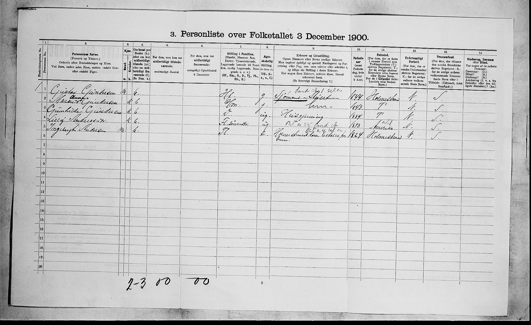 RA, 1900 census for Botne, 1900, p. 242