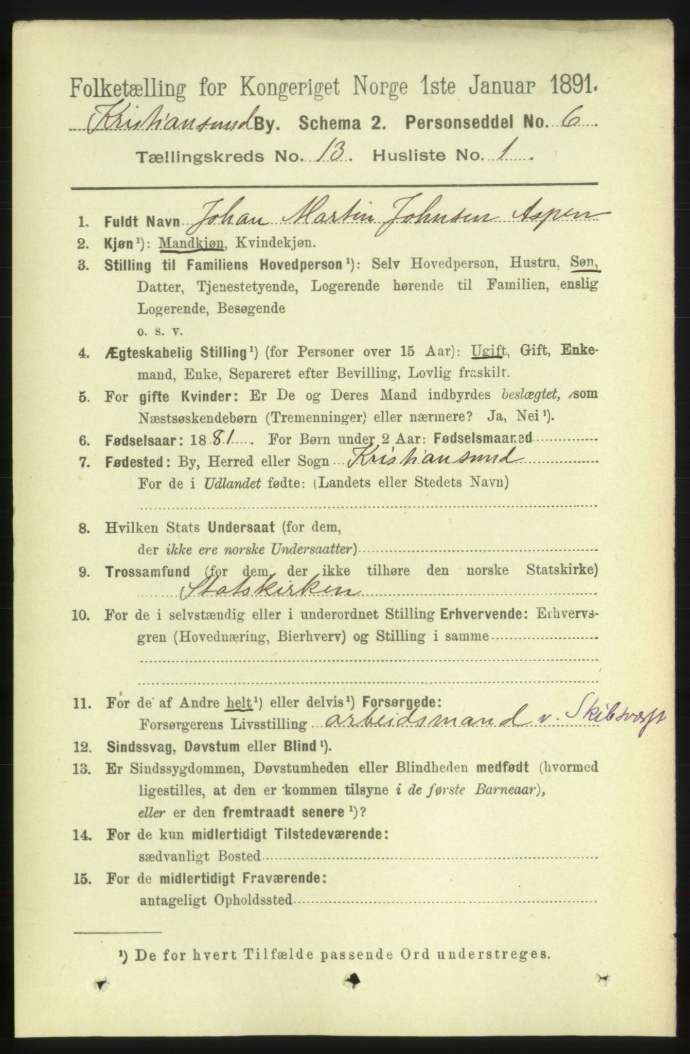 RA, 1891 census for 1503 Kristiansund, 1891, p. 9686