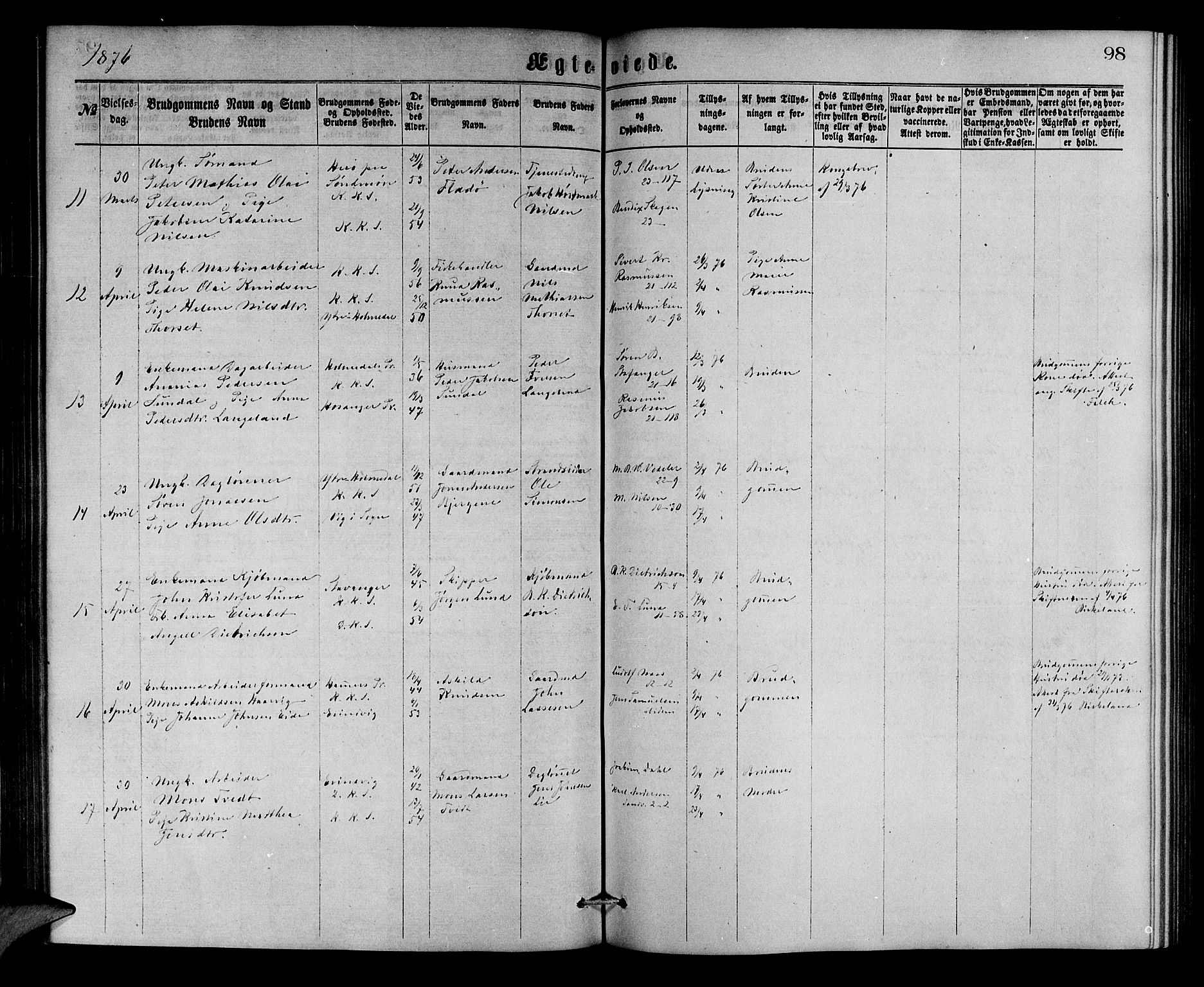 Korskirken sokneprestembete, AV/SAB-A-76101/H/Hab: Parish register (copy) no. D 2, 1867-1886, p. 98