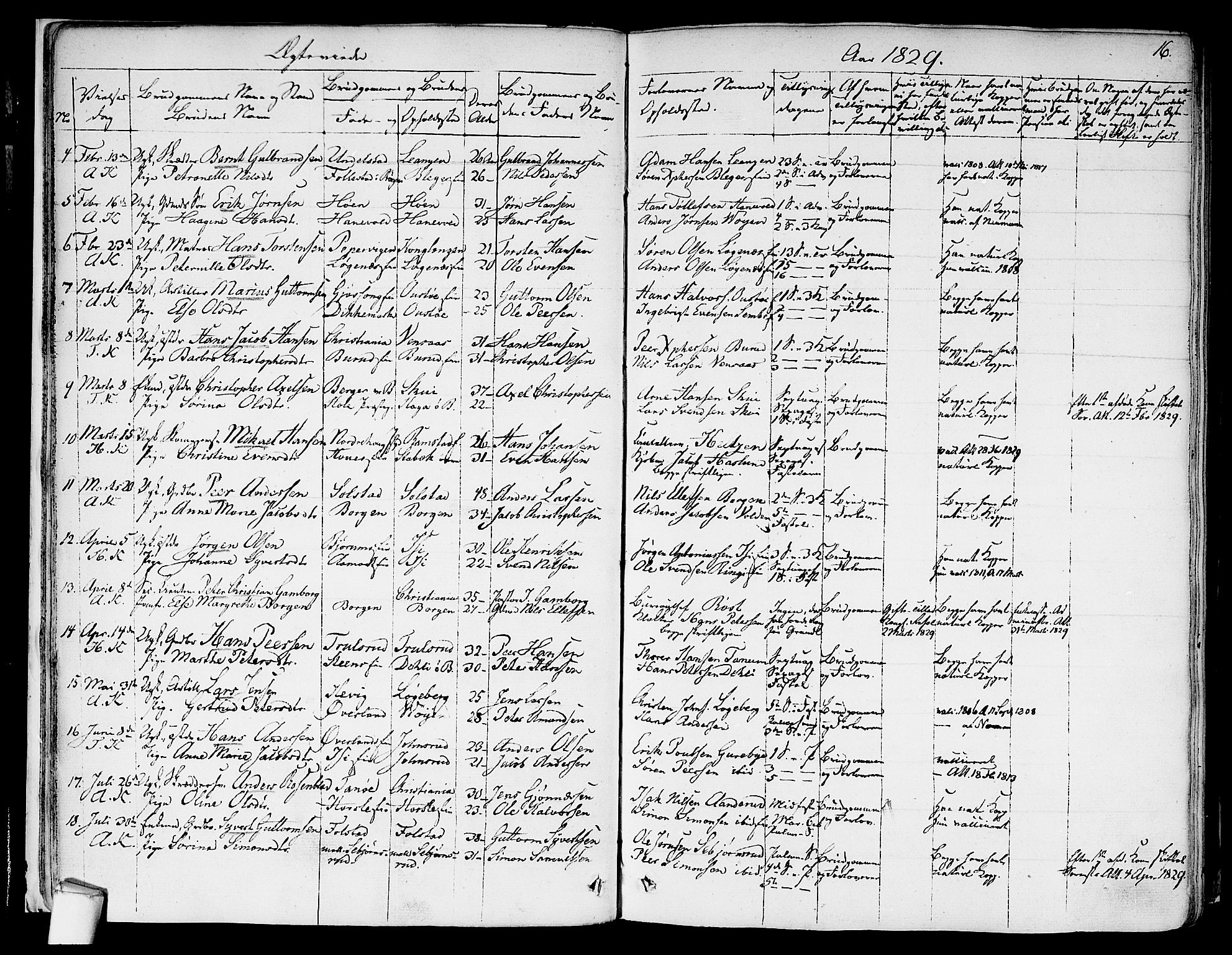 Asker prestekontor Kirkebøker, SAO/A-10256a/F/Fa/L0010: Parish register (official) no. I 10, 1825-1878, p. 16