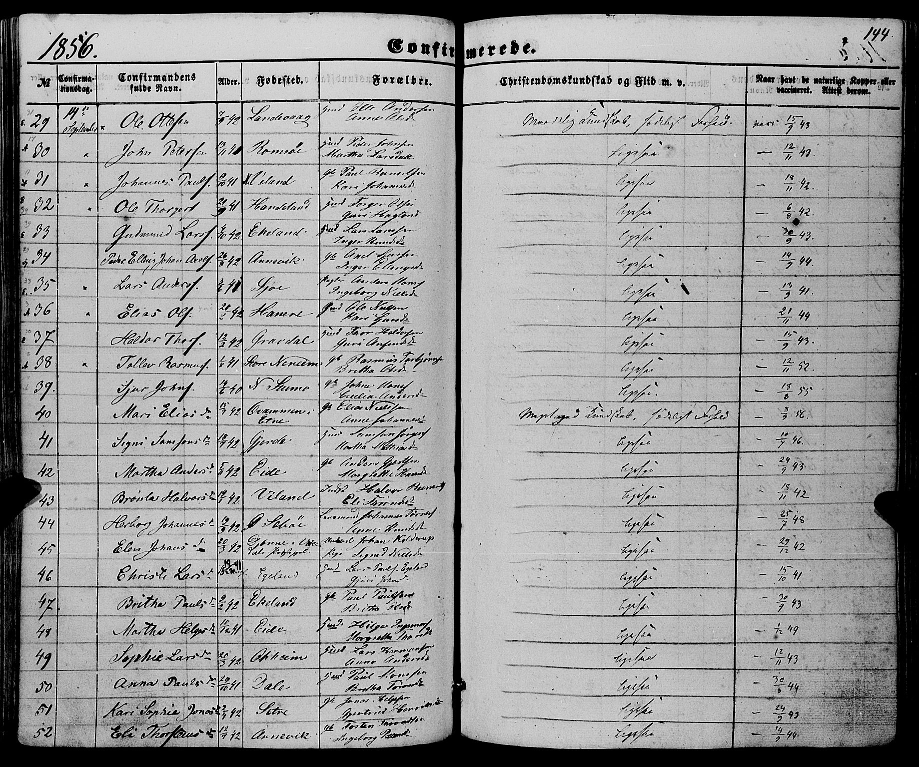 Fjelberg sokneprestembete, SAB/A-75201/H/Haa: Parish register (official) no. A 7, 1851-1867, p. 144