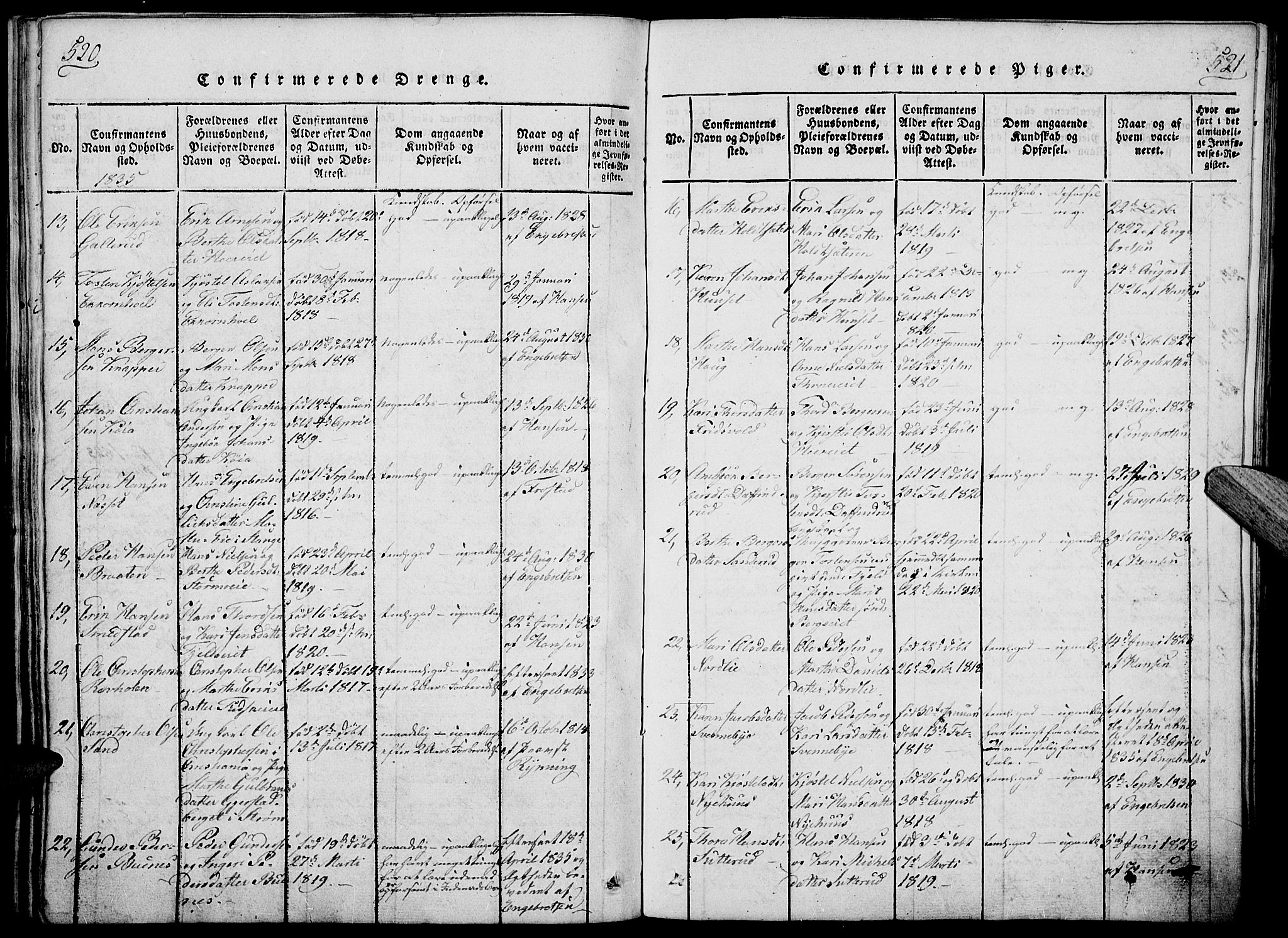 Nord-Odal prestekontor, AV/SAH-PREST-032/H/Ha/Haa/L0001: Parish register (official) no. 1, 1819-1838, p. 520-521